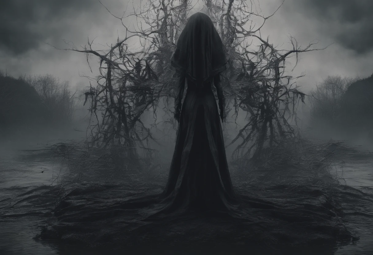 Create a 30-year-old 4K female animation character with mysterious background moods
