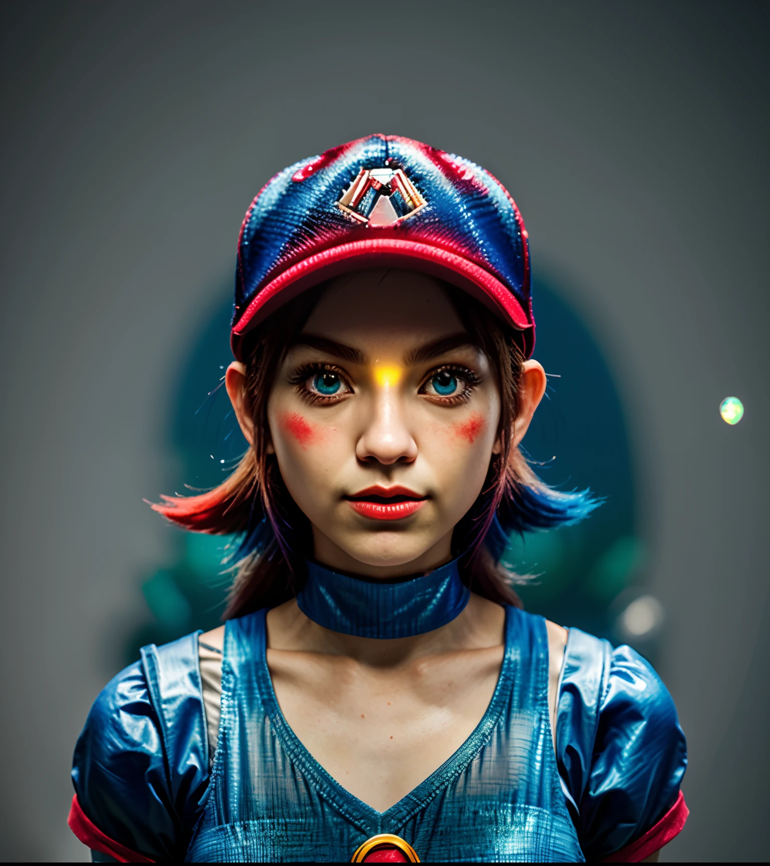 (Mario), design de personagens, Nintendo Super Mario, (olhos azuis, red hat, terno vermelho, blue suspenders, luvas brancas, )super bonito estilo caixa cega, Chibi, corpo inteiro, exaggerated expressions and actions, fundo limpo, Destaques iridescentes brilhantes, studio lighting, Atmospheric Illumination, com textura requintada, High detail, high resolution, c4d, ..3d, Liquidificador, 8k, best quality, Ultra High Definition