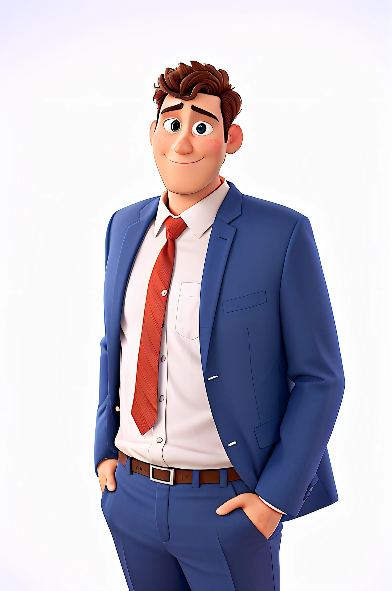 A pixar style man in a law firm with blue suit and tie with the background in a law firm , alta qualidade, melhor qualidade