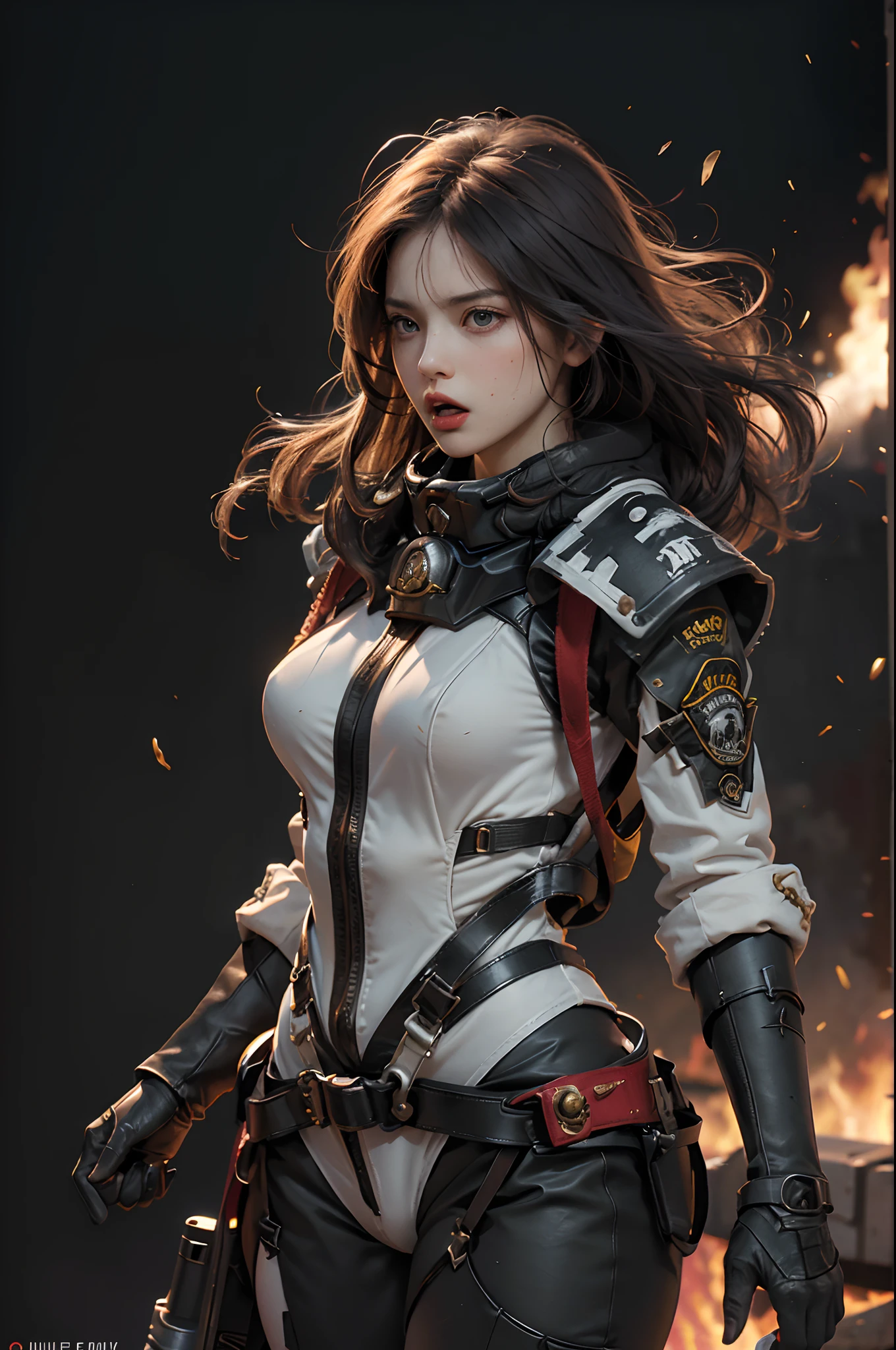 (8K,OriginalPhoto,best quailty,masterpiece: 1.2)(realisticlying,realisticlying: 1.37) ,best quailty,Super-High Resolution,(Photo _ Mediums) ,Chinese elements,in the cosmos,Planetary background,Mechanical girl,Red patent leather mech tights,long trousers,long-sleeves,Mechanical body,Metal armor,Complex mechanics,Simple decoration,scientific fiction,afofuturism,(Combat posture) ,dynamic blur,Crooked smile,MagazineCover,