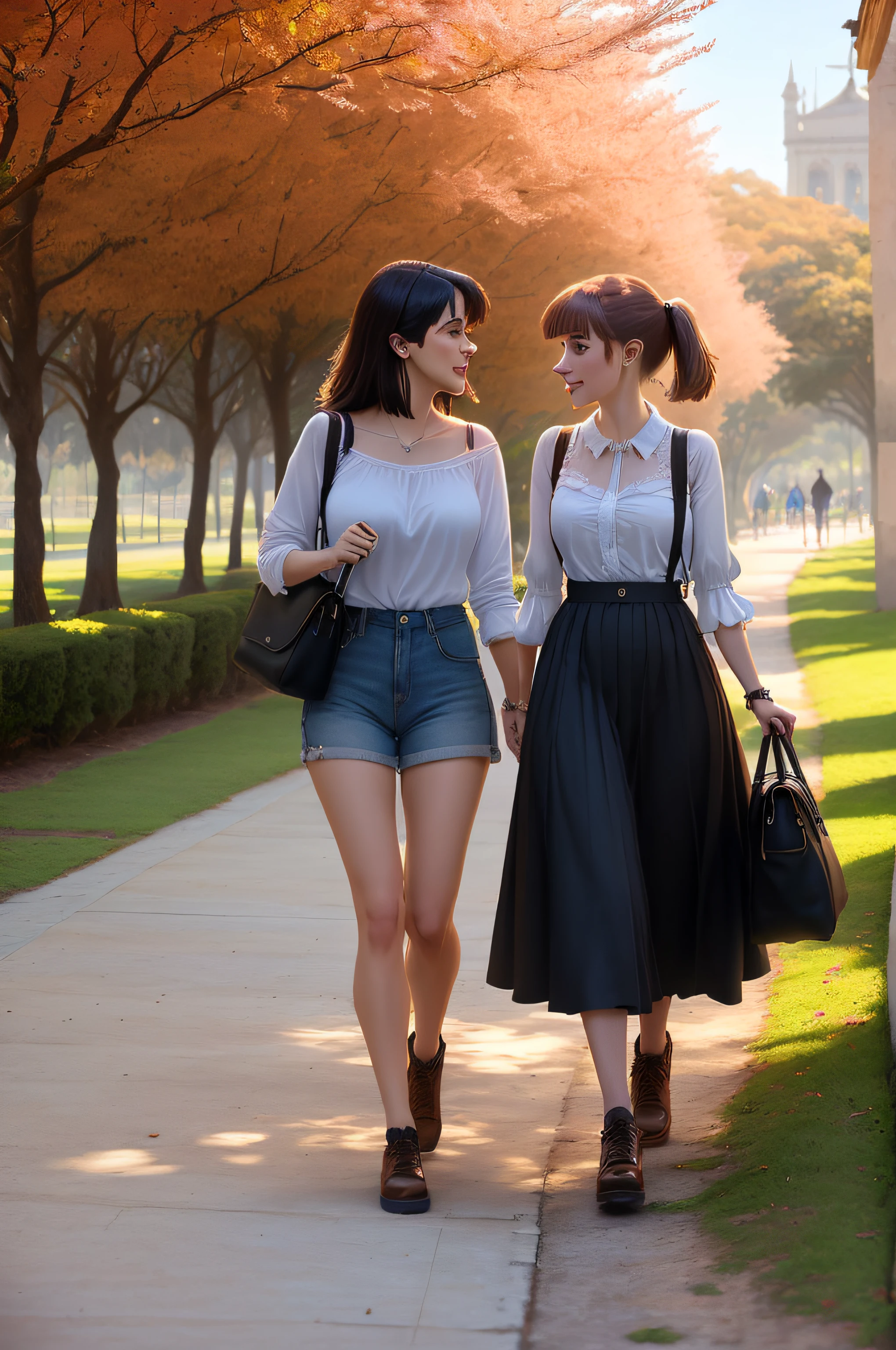 ((highes definition, alto detalhamento), luzes detalhadas, sombras detalhadas), 1 garota Europeia, vestimentas casuais, passeando em uma parque