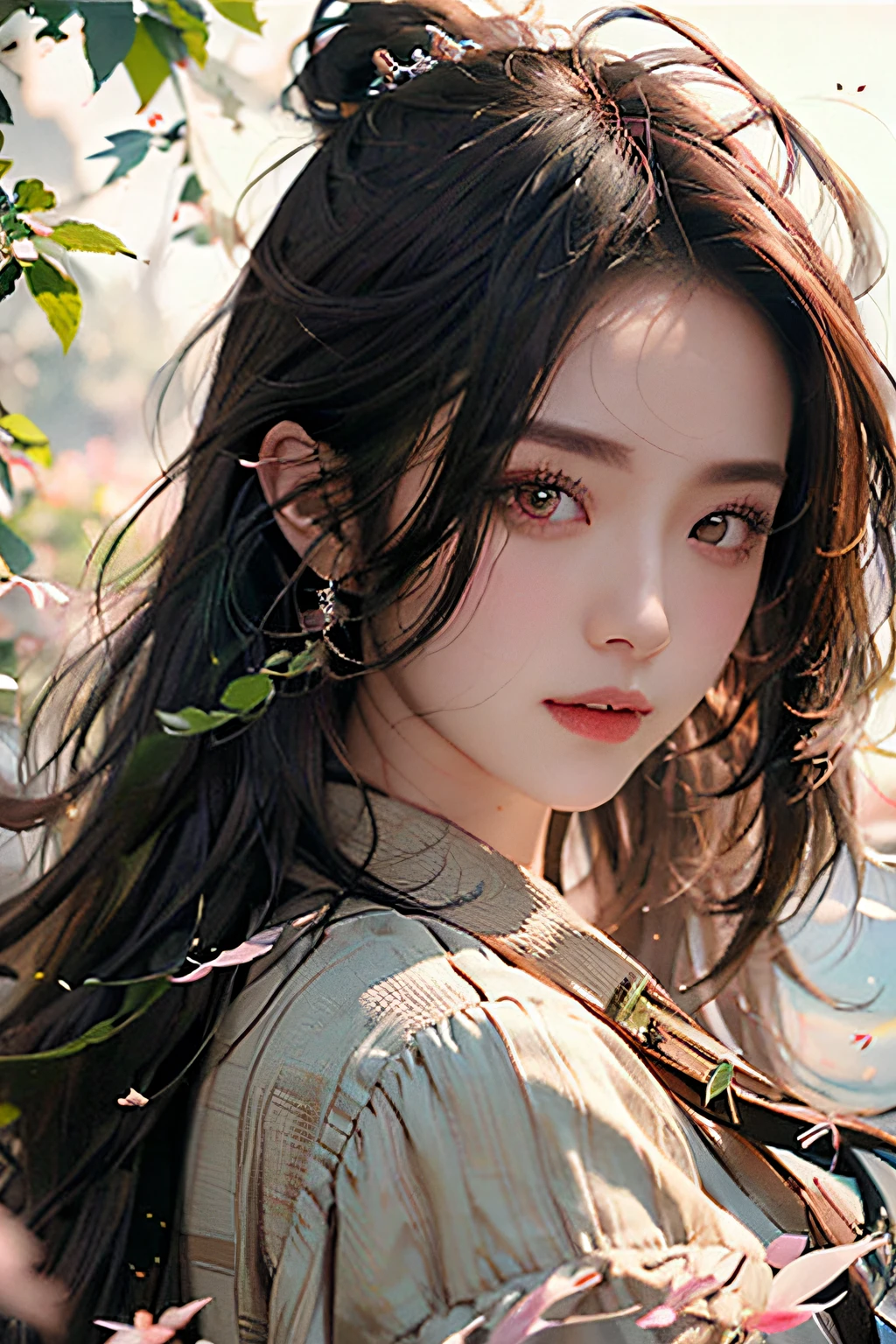 1girll，long whitr hair，arma，4K Ultra HD, 超高分辨率, (Photorealistic: 1.4), Best quality，Masterpiece，（pastel colour：1.2）