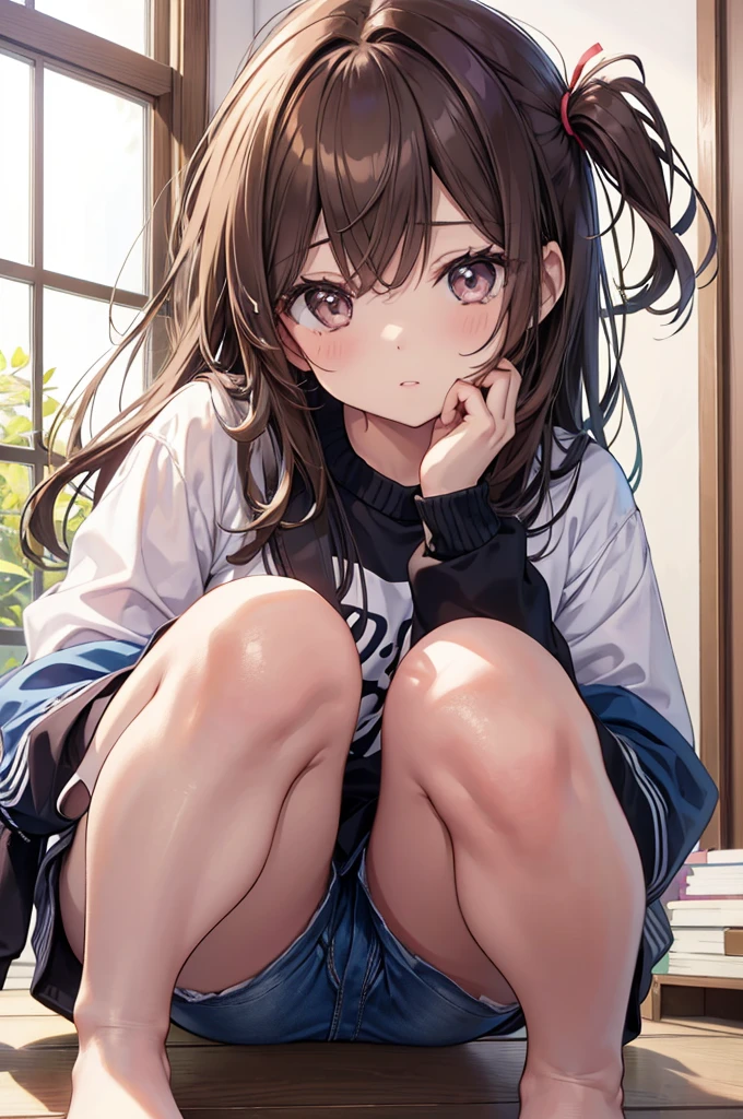 oi-nada、obra prima、Chizuru Ichinose、brown hair、soio、Feminino、fora de casa、Antecedentes detalhados、Um olhar detalhado、（（olhos castanhos））,pernas bonitas e perfeitas, Clean and perfect hands