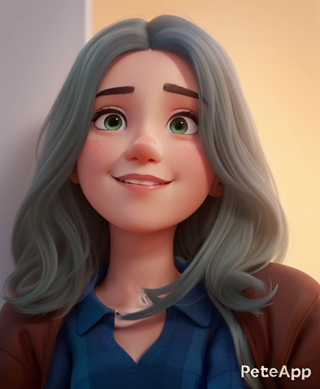 there is a woman with long hair and a blue shirt, retrato colorido, dessaturados!, retrato de alta qualidade, pintado digitalmente, imagem de perfil, foto headshot, foto de perfil headshot, foto de perfil, foto retrato, retrato de personagem de mim, imagem profissional, foto do snapchat, dessaturados!!, inspired by Verónica Ruiz de Velasco, retrato colorido detalhado, saturado colorido