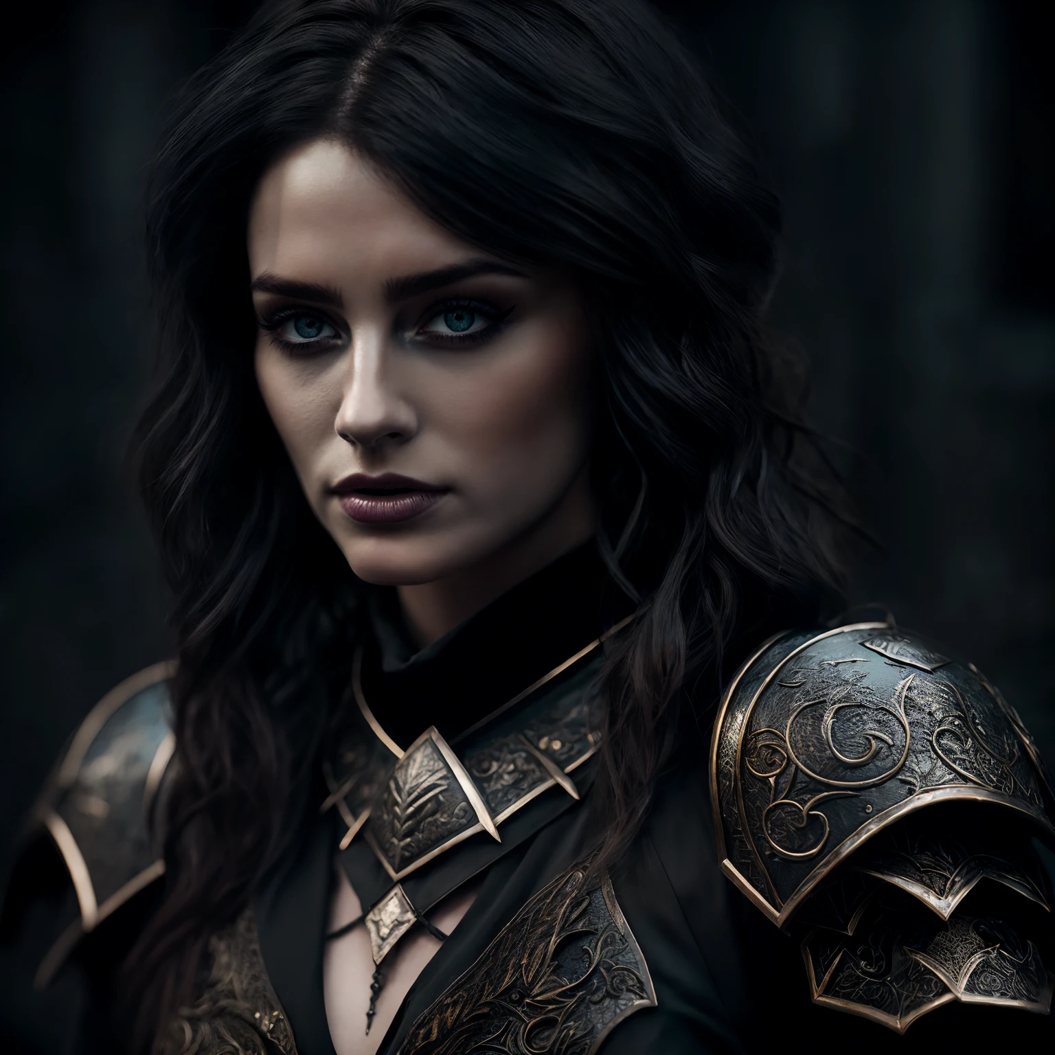 (dark:1.4), deep shadow, darkness, (dancing in the moonlight:1.3), award winning photo, extremely detailed, amazing, fine detail, absurdres, highly detailed woman, extremely detailed eyes and face, piercing blue eyes, by lee jeffries nikon d850 film stock photograph 4 kodak portra 400 camera f1.6 lens rich colors hyper realistic lifelike texture dramatic lighting unrealengine trending on artstation cinestill 800 tungsten, Style-Neeko, wearing black steel armor, DARK_Glam, wearing DRK_Glam, Dark Knight,  face ultra focus, dark horned helmet,