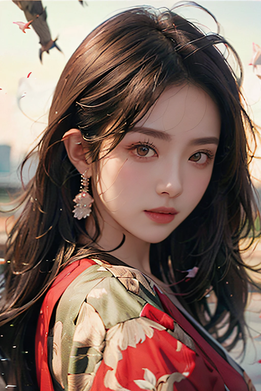 1girll，long whitr hair，arma，4K Ultra HD, 超高分辨率, (Photorealistic: 1.4), Best quality，Masterpiece，（pastel colour：1.2）