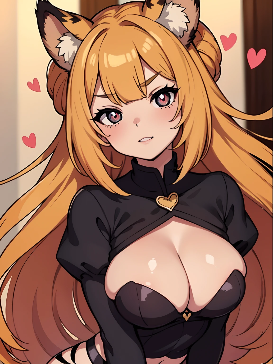 (melhor qualidade, obra-prima), 1girl, (peluda), tigress, feliz, corada, rechonchuda, fofa, heart-shaped shaped pupils,