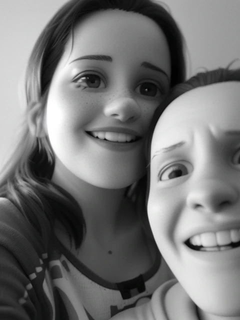 there is a woman and a man that are smiling together, fotografia do snapchat, both smiling for the camera, non blurry, imagem de perfil, Foto POV, B&w fotografia, retrato!!!, uma fotografia em preto e Branco, Fotografia BW, fotografia, fotografia do telefone, fotografia iphone, Divirta-se. viBrante, fotografia selfie, Facing the camera, Last photo, Grainy monochrome photography