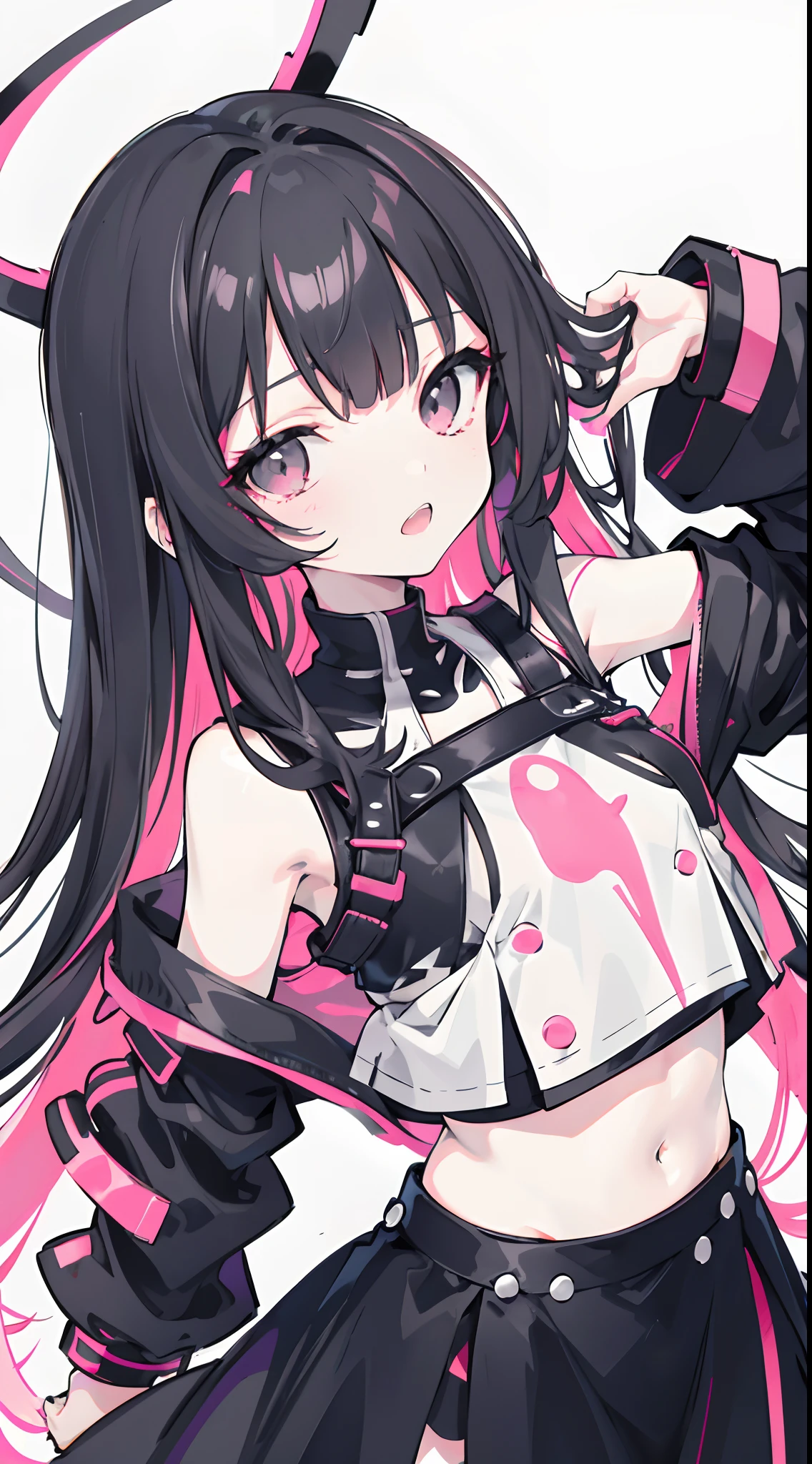 top-quality, Best Quality, hight resolution, masuter piece, Realistic, magical little girl, Homura Akemi, Long black hair, a sailor suit, Purple Ribbon, Black Long Sleeve Gloves Leotard, Black pantyhose