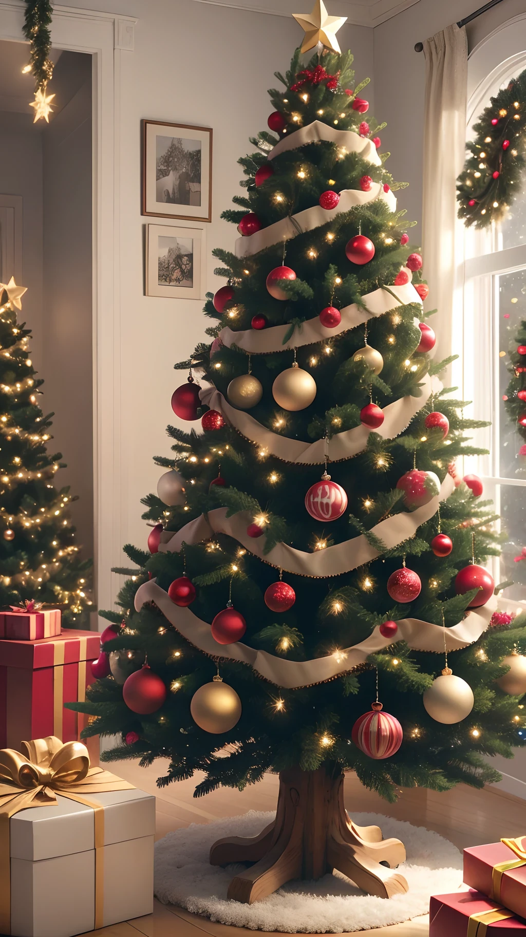 Tree Decoration: Decorate the Christmas tree with tinsel, twinkling lights and a star on top. Make sure everyone in the family participates in decorating by making it a fun activity. --auto --s2