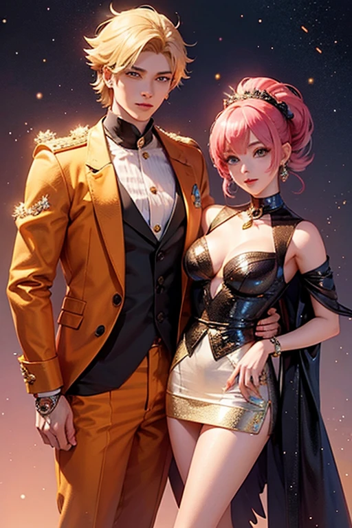anime style; 3d; glitter; pokemon charmander is human; fancy and luxurious outfit based in Charmander of pokemon; details based in Charmander