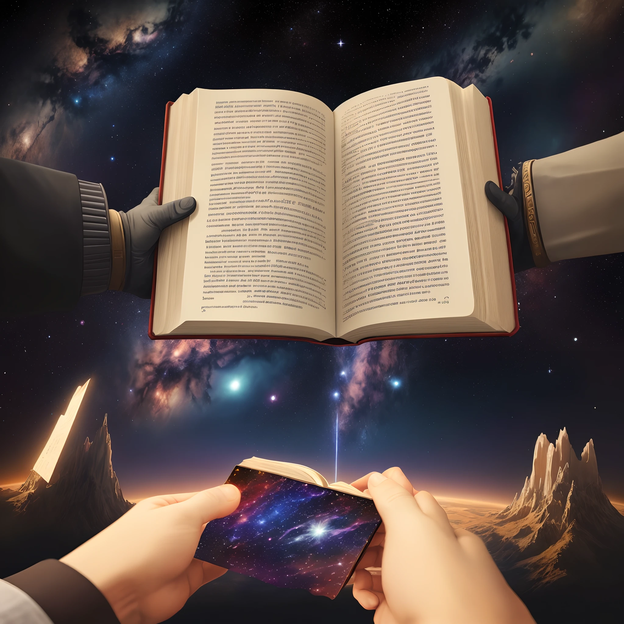 the Bible book opening up in space Among the stars