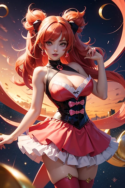 a very cheerful and attractive jester woman with red hair and pigtails on the sides and freckles dressed as a red and blue jester with bells and holding a white cane with red spirals, extremely detailed artegerm, style artegerm, ig model | artegerm, trending artegerm, artegerm style, in the style artegerm, artegerm colorful!!!, ! dream artegerm, as seen on artegerm, style of artegerm