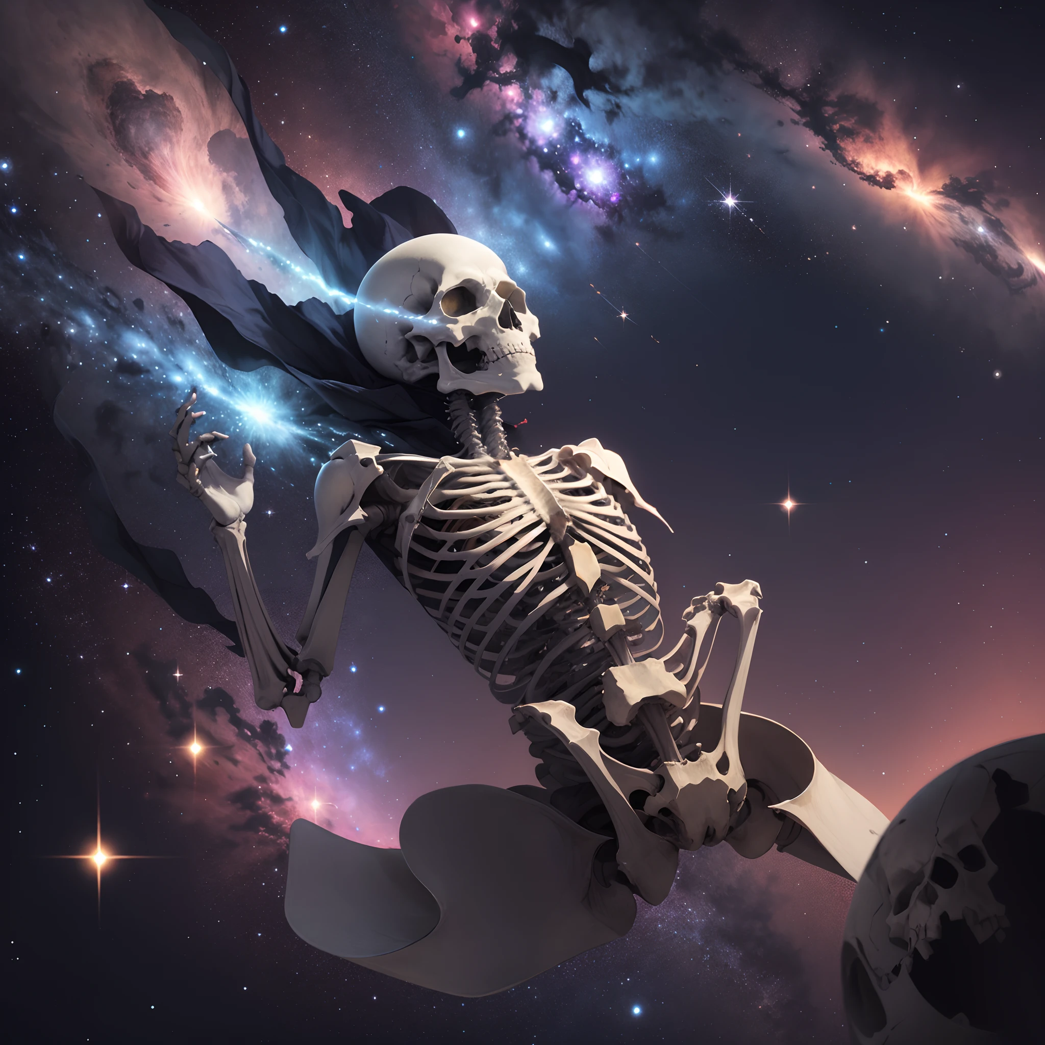 diamond skeleton, in space, realistic picture, 4k, Full hd --auto --s2