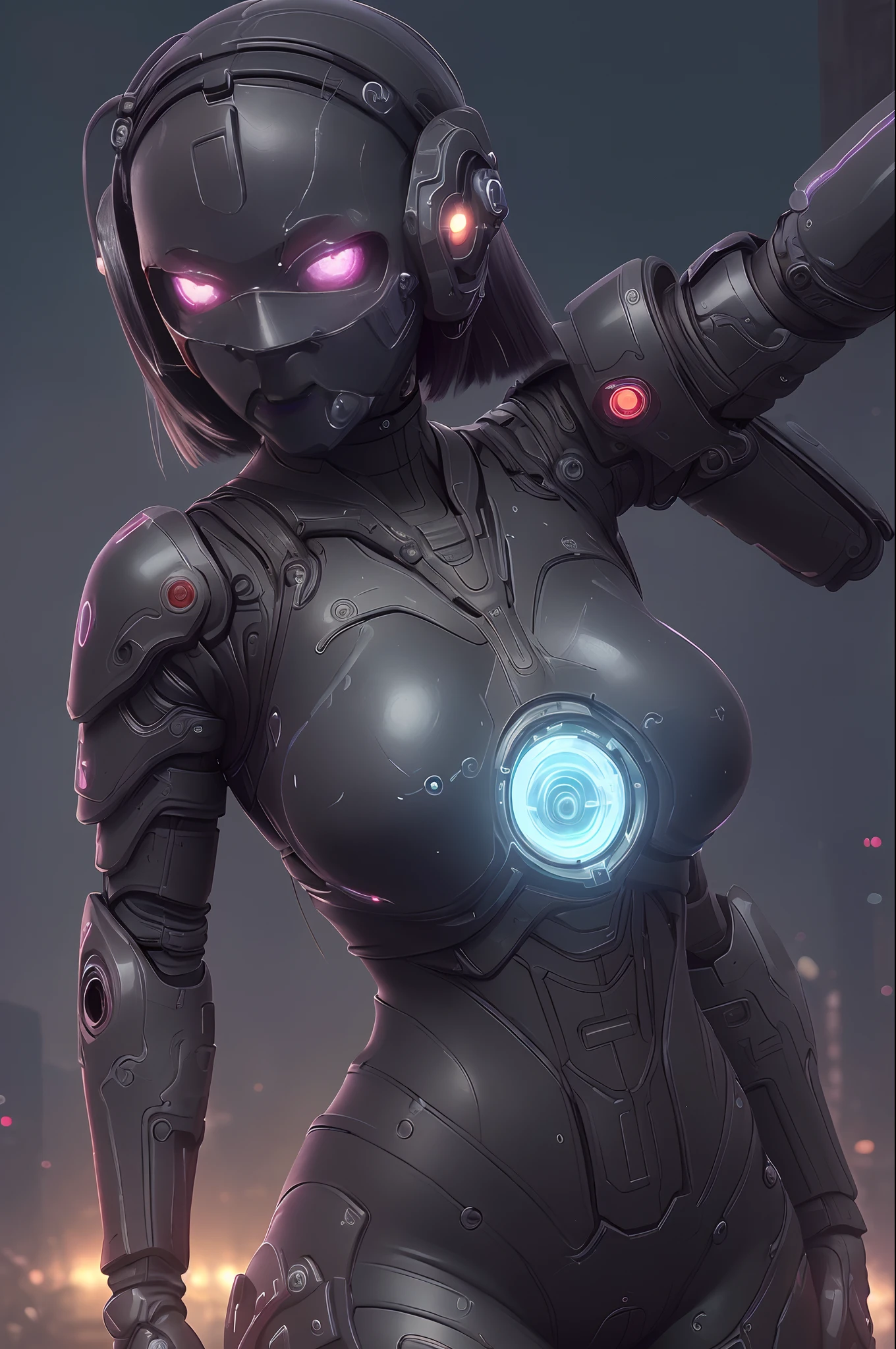 photo, high quality, (close-up shot of 1girl), to8contrast style,mechanical arms, cyborg, slime colored skin, liquid slime skin, arms up, face mask, slime girl, red eyes,(((alone in the darkness, night tokyo background, unlit, hard shadows, deep contrast))), pantyhose, blue lights, modelshoot style, small breasts,(extremely detailed CG unity 8k wallpaper), full body,  most beautiful artwork in the world, trending on ArtStation, trending on CGSociety, Intricate, High Detail, Sharp focus, dramatic, night starry sky, photorealistic painting art by midjourney and ilya kuvshinov,