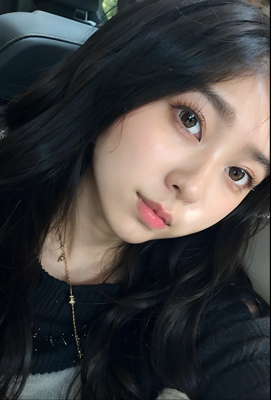 Un primer plano de una mujer con el pelo largo y negro en un coche, ulzzang, Chica coreana, cruel korean goth girl, Jaeyeon Nam, 19 year old girl, Heonhwa Choe, Jinyoung Shin, foto de perfil, Blackpink Jennie, Wan adorable cara coreana, Kim Doyoung, Sakimichan, Mujer coreana, Cara delicada y encantadora