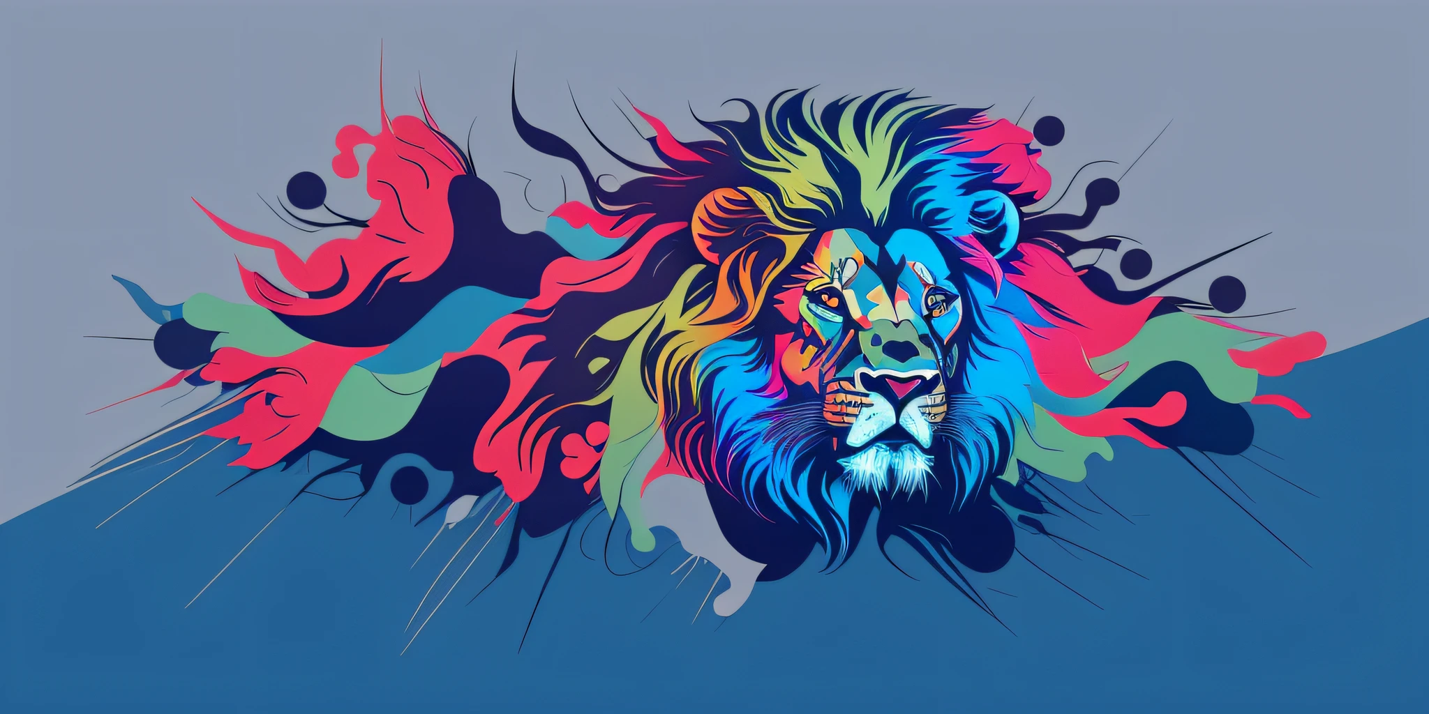 an abstract male lion, style t-shirt art, vector, 2d illustration, white background, centered, abstract style