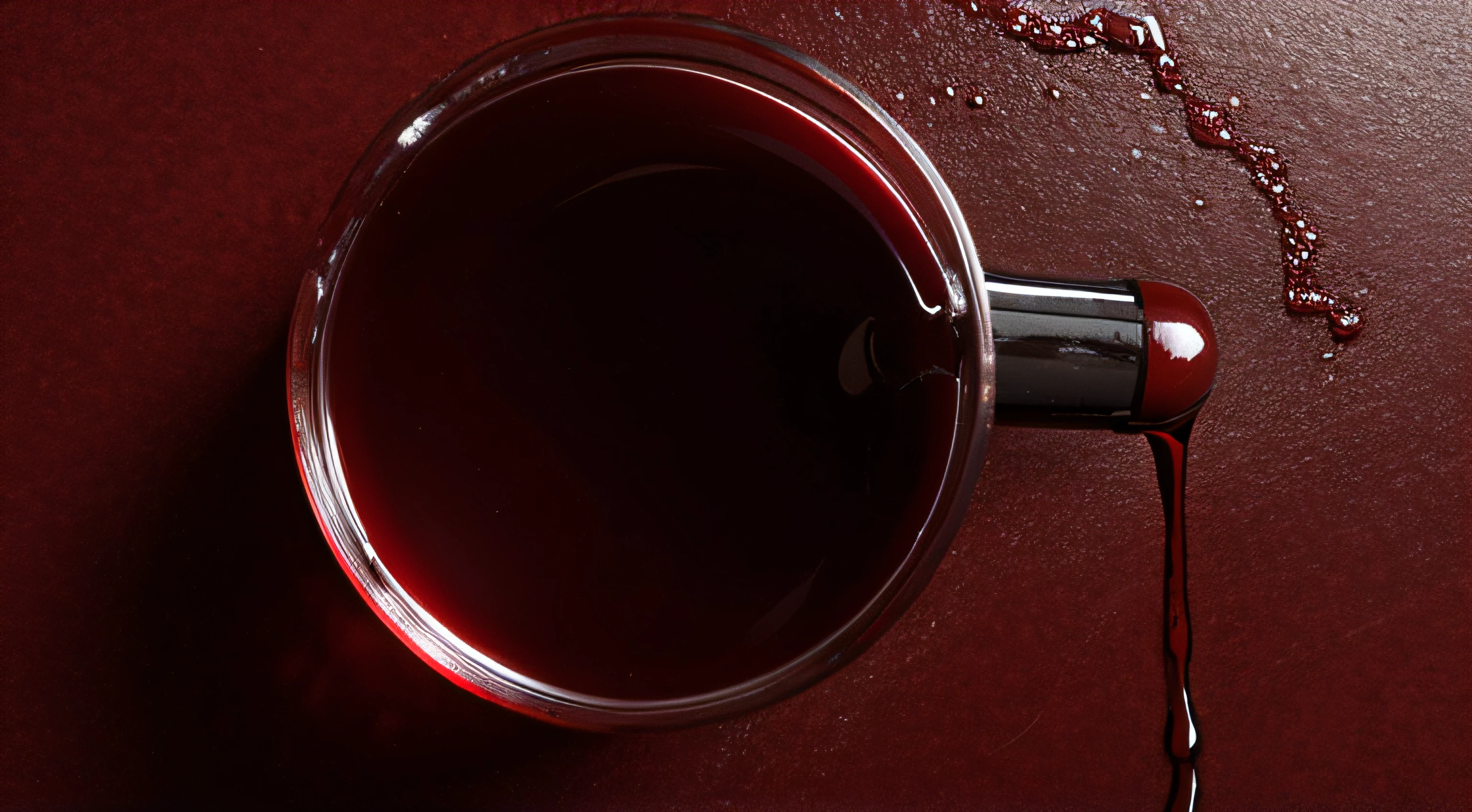 Red wine liquid,Overhead shot