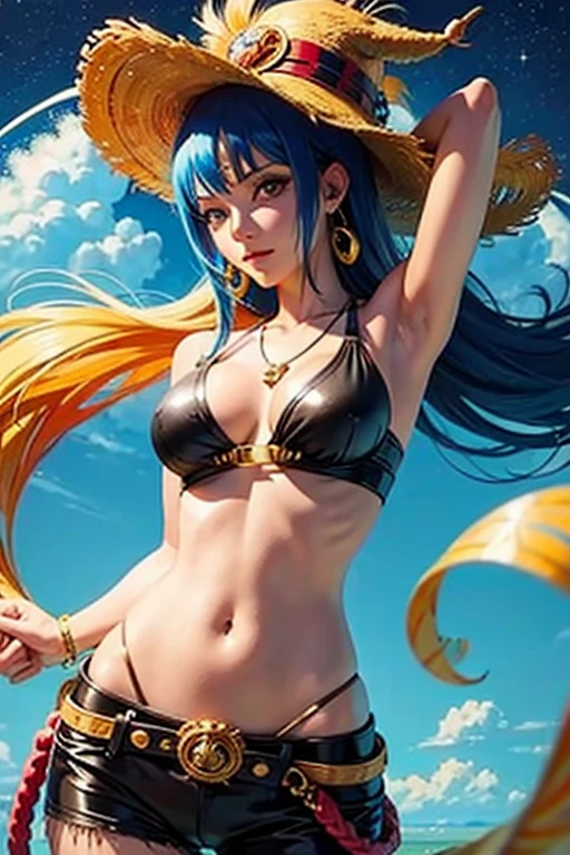 jinx, cuerpo completo, bikini, fondo de playa, pose sexy, sonriendo, ojos definidos, cuerpo definido, 