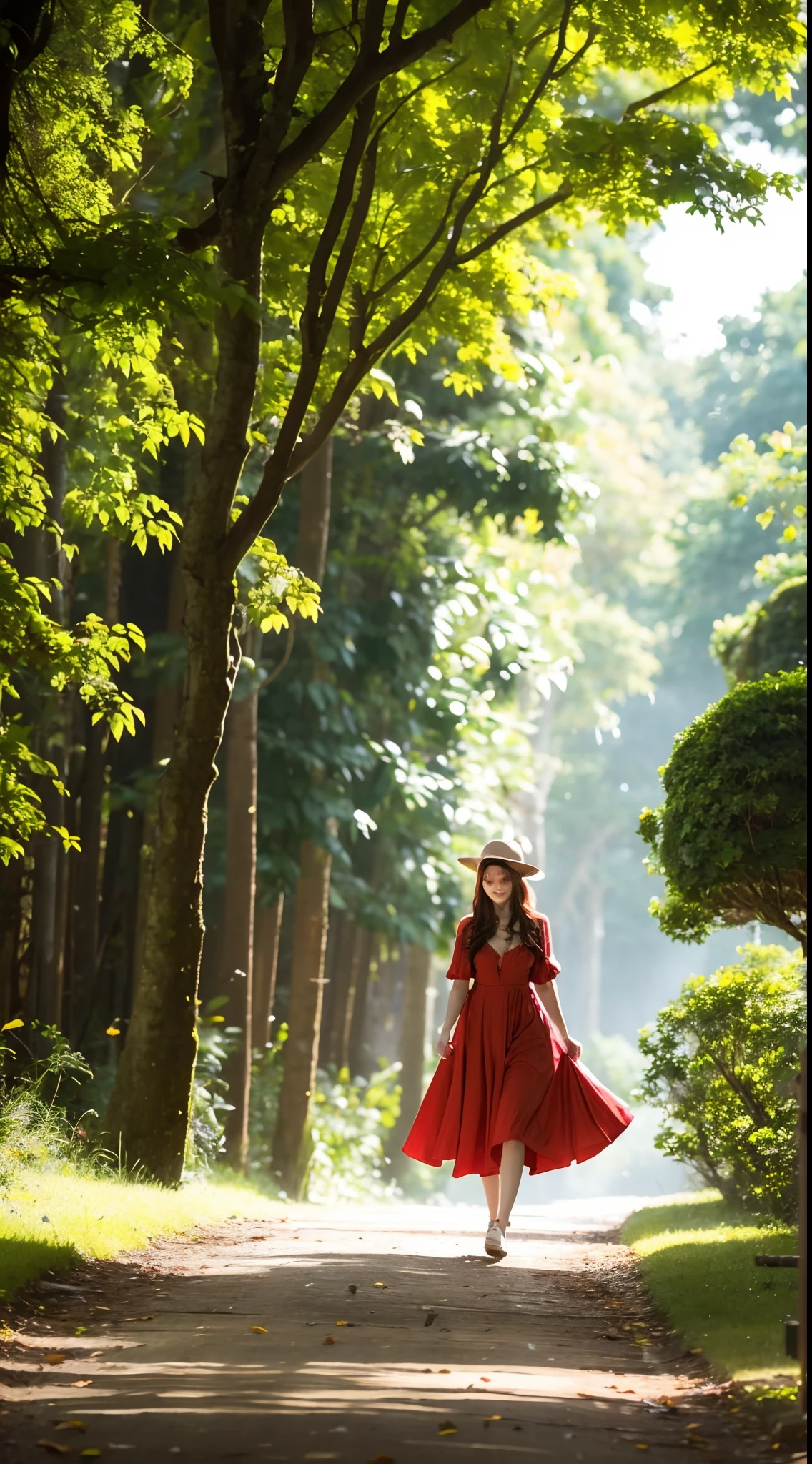 Create a 1-minute video in 4K resolution of a fox walking through a magical forest. The fox has bright reddish fur and walks among tall trees with very green tops. She passes huge red mushrooms with white and exotic dots, flores de cores vivas que parecem brilhar. Borboletas e fadas coloridas voam ao redor da raposa. She arrives at a clearing where there is a small, Cozy house with a chimney from which smoke comes out. A raposa olha em volta, curioso, e depois corre ao longo da trilha mais fundo na floresta. The soundtrack is an eerie music of flutes and nature sounds. The video conveys a magical sense of enchantment and beauty."