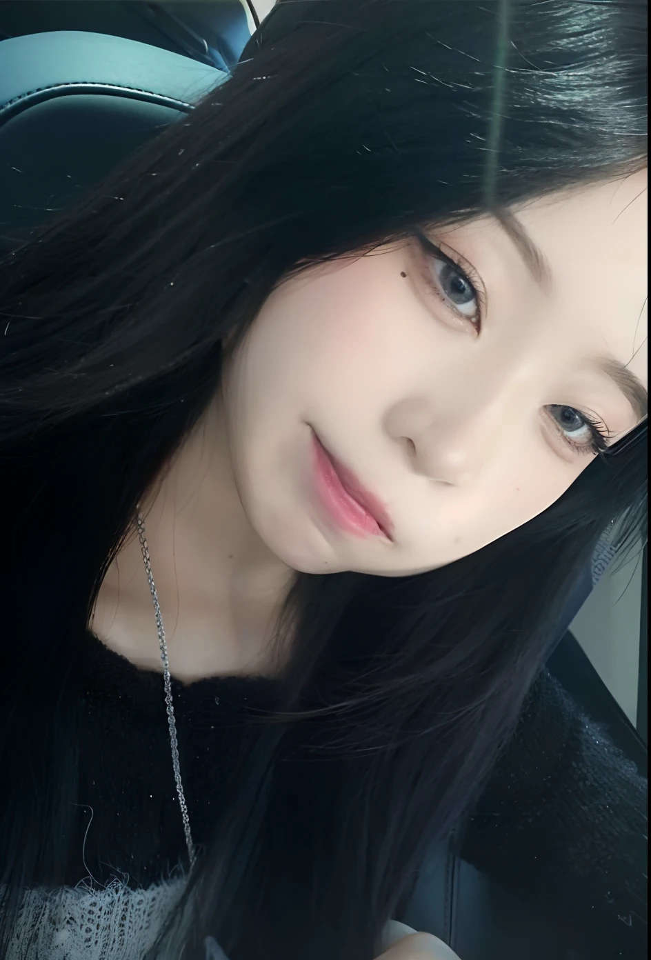 Un primer plano de una mujer con el pelo largo y negro en un coche, ulzzang, Chica coreana, cruel korean goth girl, Jaeyeon Nam, Heonhwa Choe, 19 year old girl, Jinyoung Shin, Mujer coreana, Blackpink Jennie, Kim Doyoung, Sakimichan, Hermosa mujer surcoreana, Wan adorable cara coreana, foto de perfil