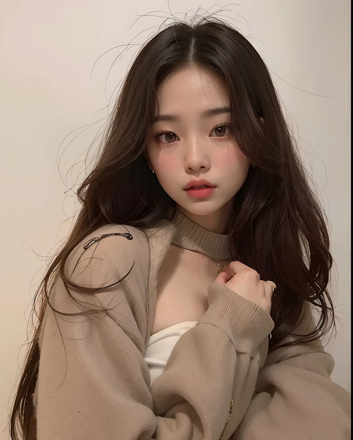 A closeup of a woman with long hair wearing a sweater;, jennie blackpink, Parque Roseanne do Blackpink, Gongbi, Retrato de Jossi de Blackpink, jossi do blackpink, foto de perfil headshot, Jaeyeon Nam, Xision Wu, Heonhwa Choe, Ulzzang, Mai Anh Tran, Lalisa Manobal, a young asian woman