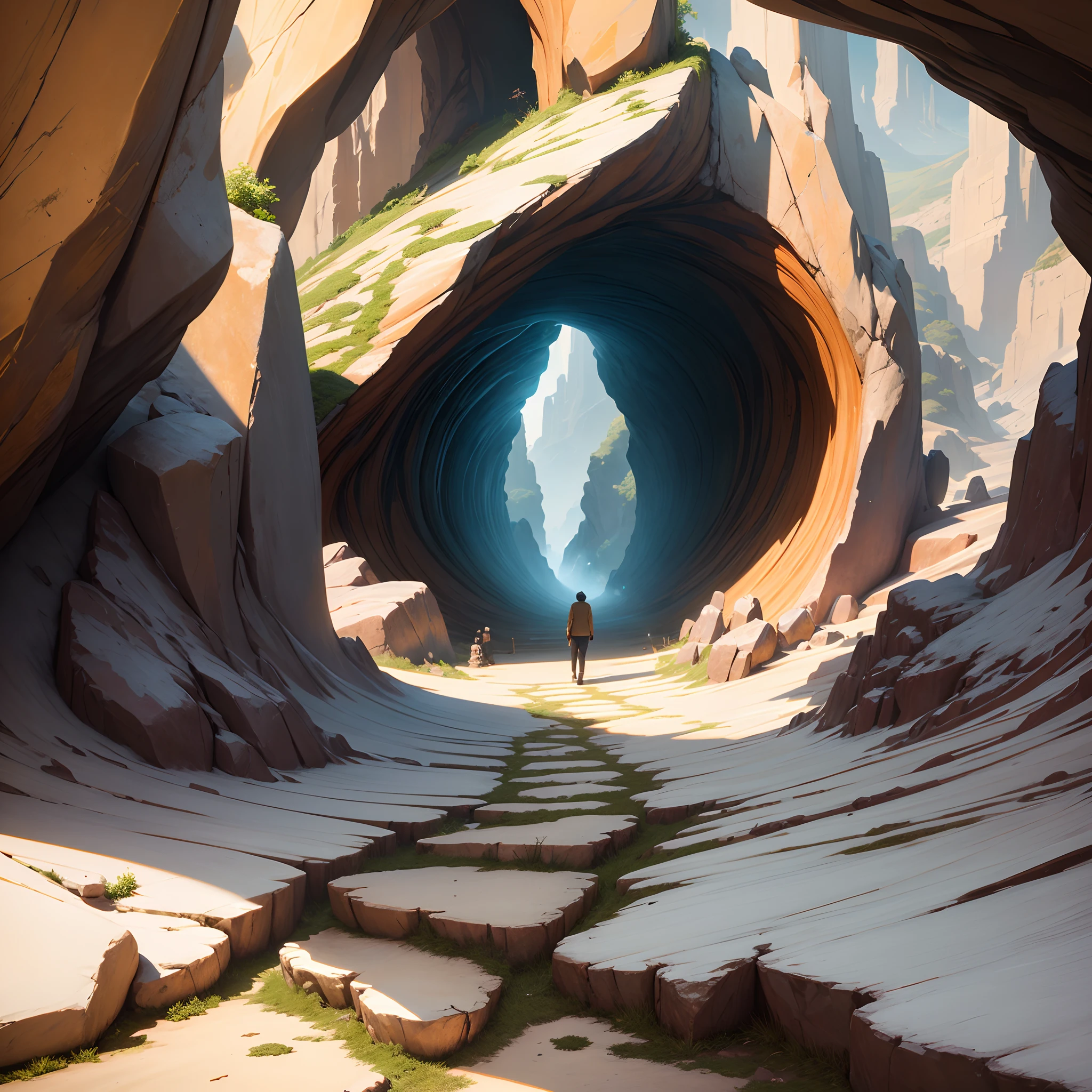 create an animated scene of a mist covered Rocky cave with full of ancient jewels, gold, diamond artifacts like  a hidden treasure --auto --s2