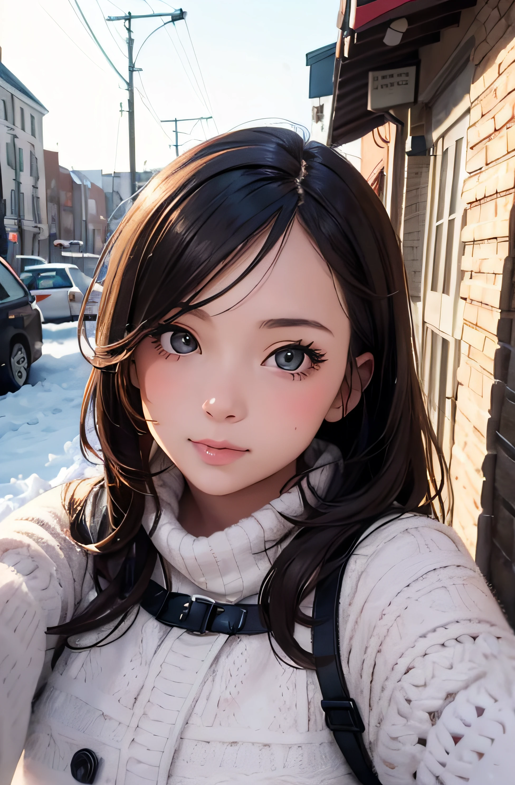 A cute little loli,Height 158cm,Weight 45kg,Long black hair,Small porcelain doll-like face,Cherry has a smile on her lips,A pair of big smart eyes sparkled,The beautiful pupils shimmer with starlight,