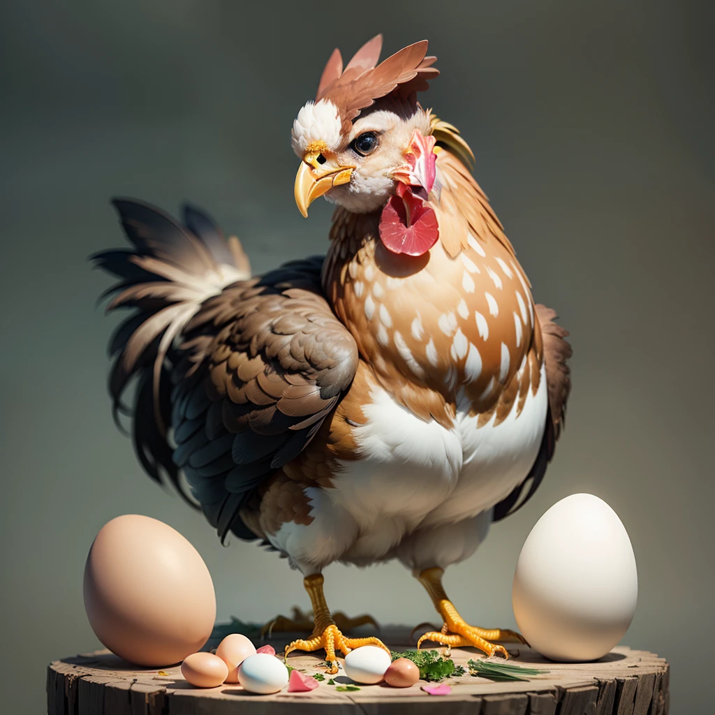 chicken and the eggs next to chicken. Realistic, Henalive, high quality, high graphic, high resolution. --auto --s2