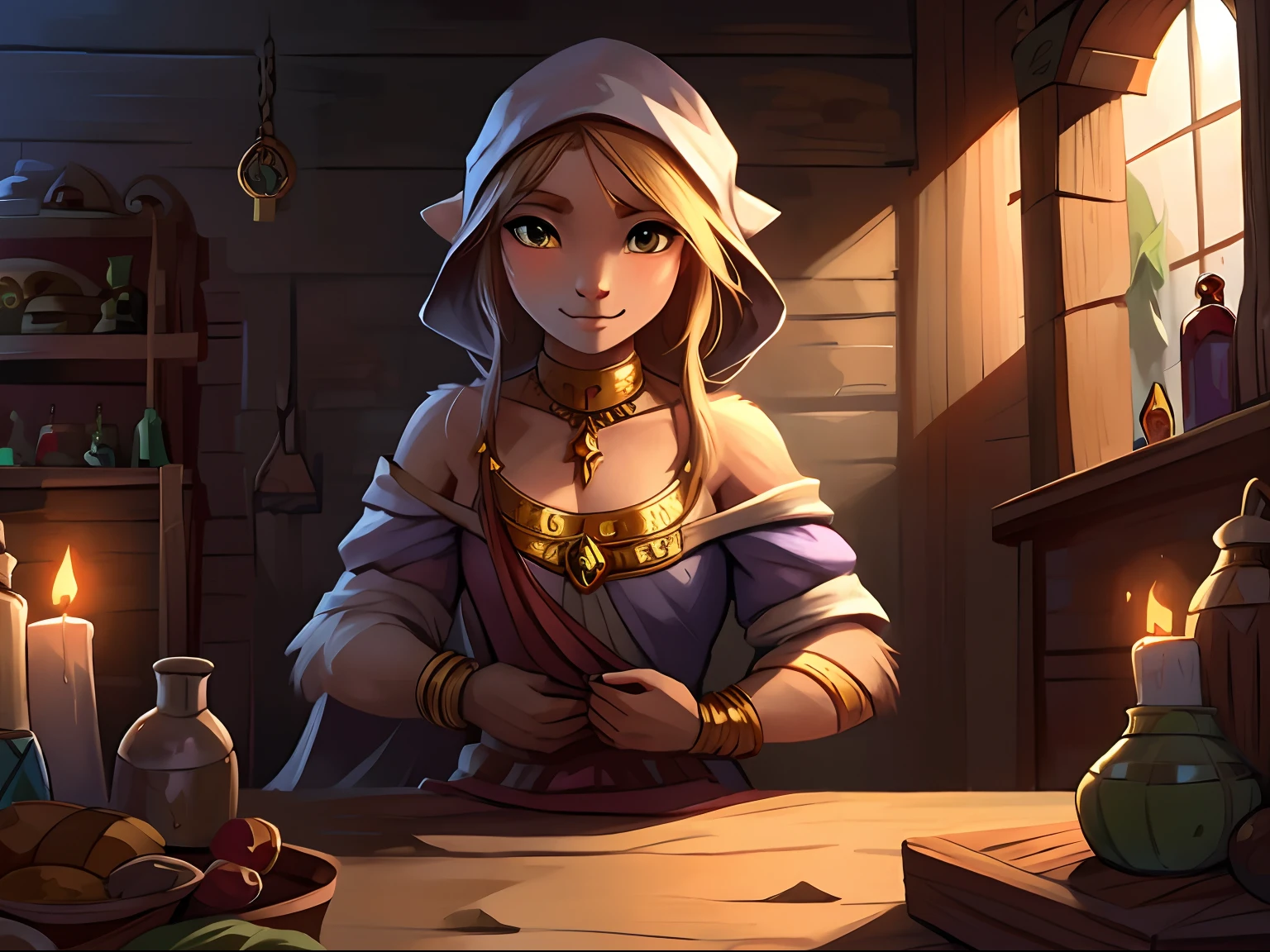 merchant, Medieval shop, Gold, Front