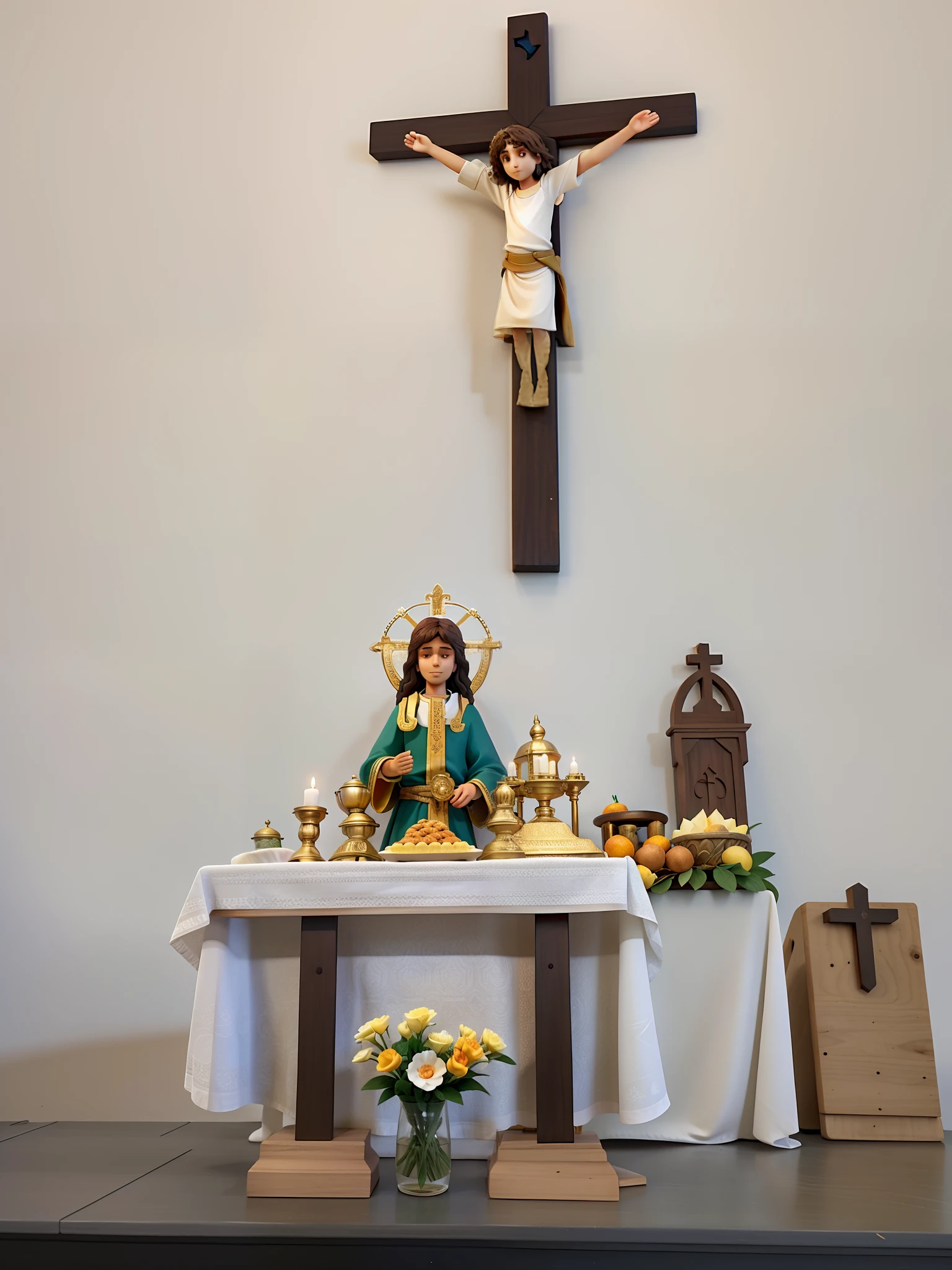 Christ in the Eucharist on the altar