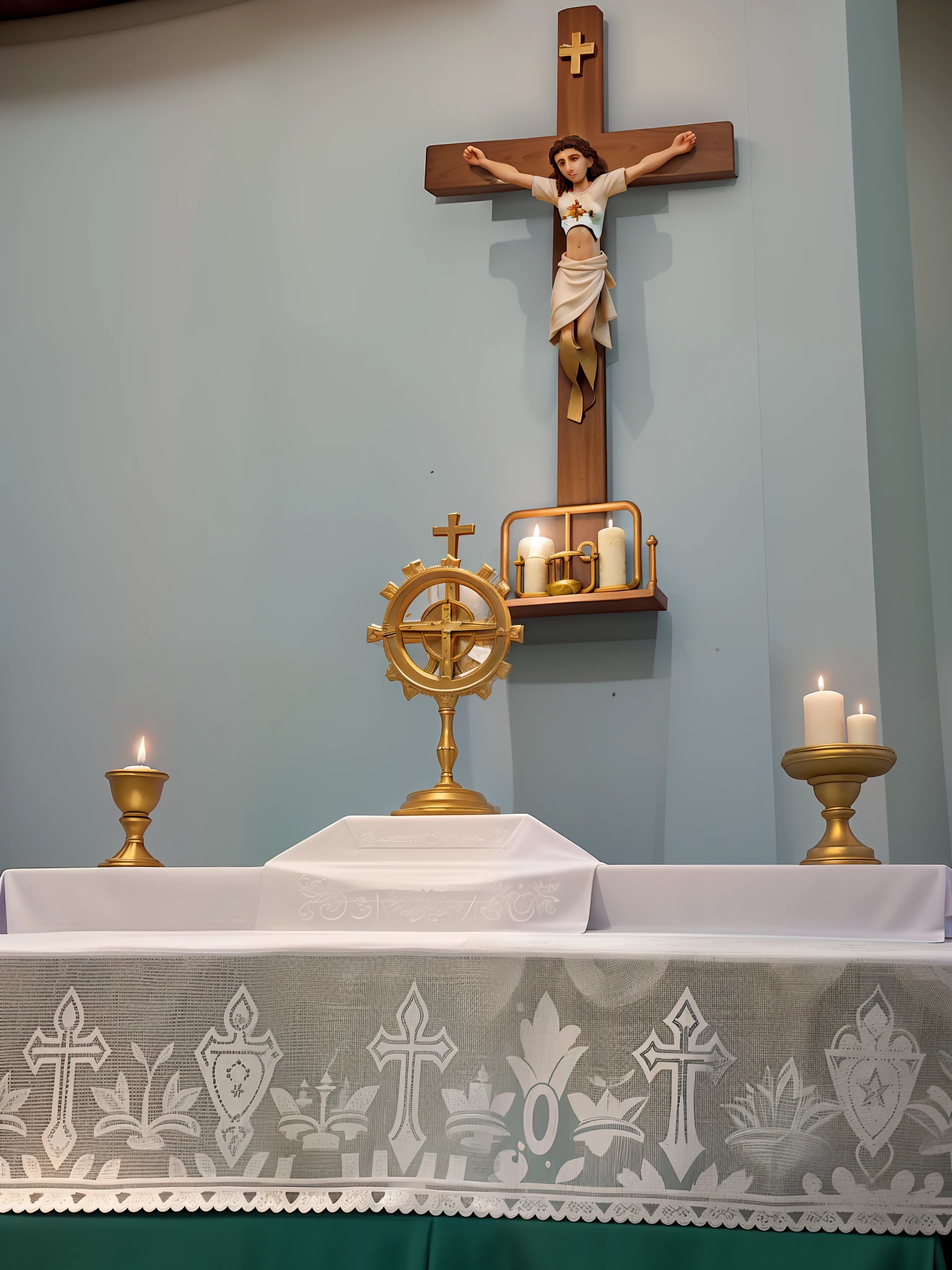 Christ in the Eucharist on the altar