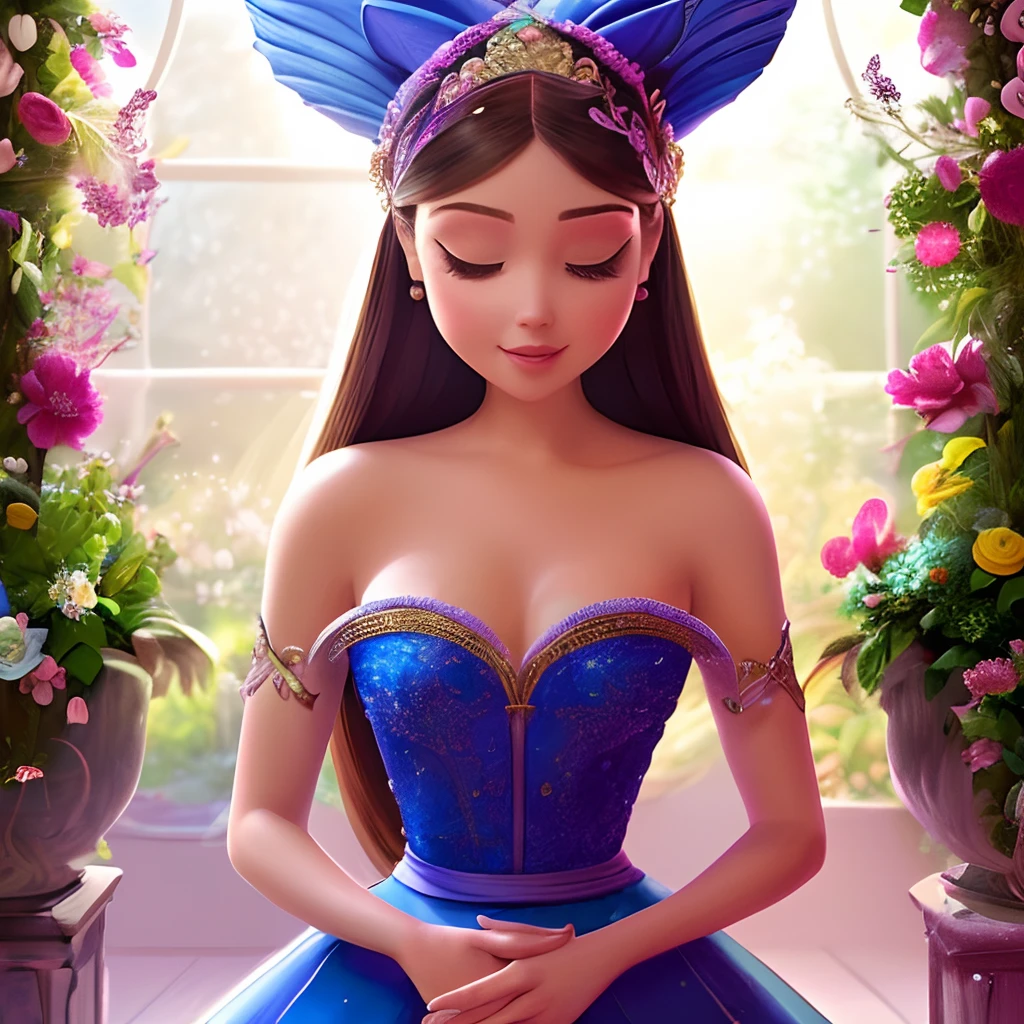 (best quality,ultra-detailed,realistic:1.37),beautiful woman,girl's stunning appearance,curvaceous body,gorgeous face,feminine beauty,pixar-style,striking features,luscious lips,vibrant colors,sunlit garden,playful atmosphere,impeccable details,joyful expression,feminine charm,graceful posture,happiness and confidence,sparkling eyes,lovely smile,expressive gaze,soft natural lighting,characterful animation style,beautifully illustrated gardens,lively and vibrant scene,impressive attention to detail,masterful artistry,expressive and captivating artwork,meticulously crafted artwork,skilled brushwork,colorful and lively backgrounds,energetic poses,positive and uplifting emotions,fantastic storytelling,imaginative and enchanting world,sophisticated techniques,stylish and polished art,magical and whimsical elements,heartwarming and relatable narrative,captivating and inspirational imagination,elegant and graceful movements,intimate and emotive portrayal,exquisite rendering of light and shadow,immersive and enchanting experience.