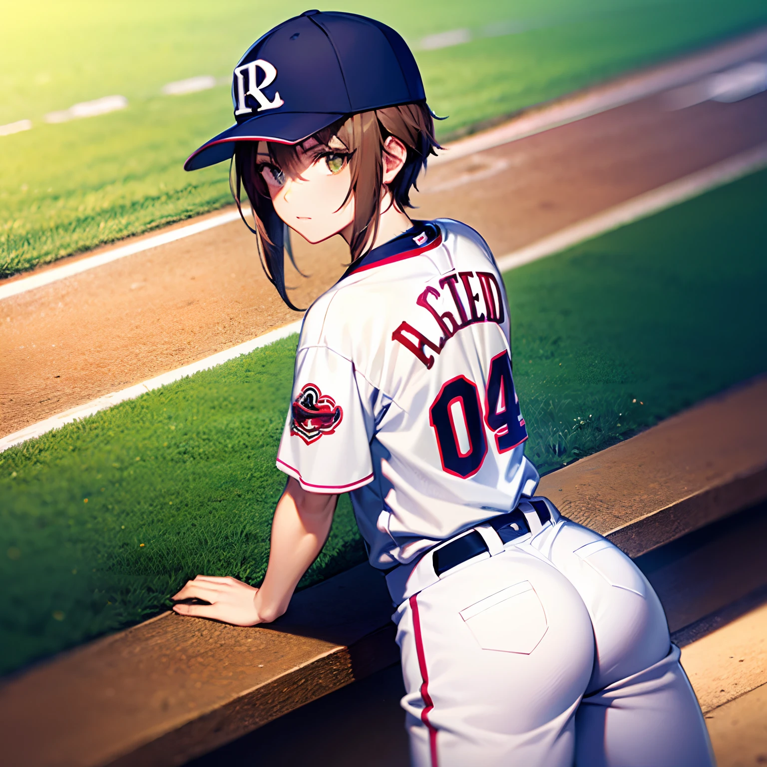 baseball uniform　red colored　baseball field