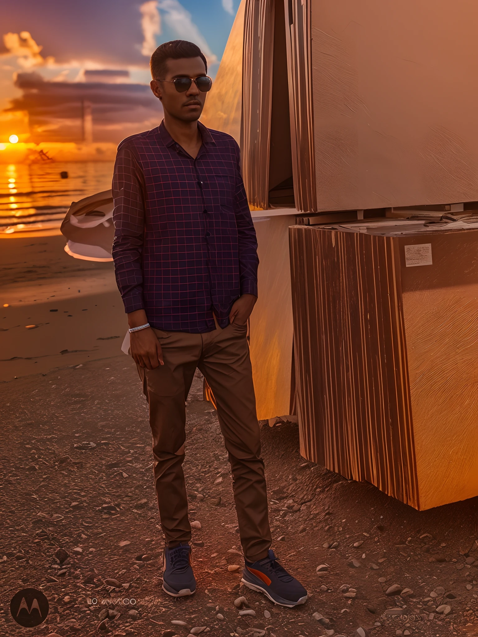 Beautiful sunset background with ultra realistic face, 8k, Natural Face