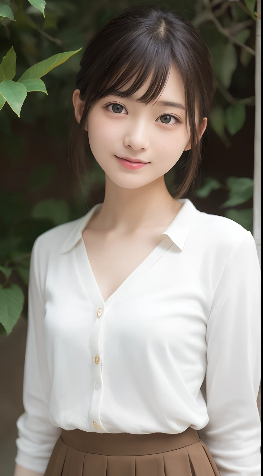 Smile、natta、RAW photography、(((The ultimate beauty portrait)))、((glistning skin))、1 rapariga、15 year old beautiful girl in Prague、bright expression、((A brown-haired))、(nedium breasts)、(a skirt:1.5)、((Big eyes that sparkle like gems))、Open cardigan、Open your clothes、pantihose、Glossy glossy skin、(Medium hair)、(Silky ponytail hair)、(It's standing)、(from below)、Under the skirt、(Close-up of underwear from below)、eyes liner、beautiful bangs、Hair between the eyes、((tmasterpiece、top-quality、ultra - detailed、Film light、intricately details、A high resolution、The is very detailed))、细致背景、8KUHD、Digital SLR、Soft light、high high quality、filmgrain、富士XT3 、Shallow depth of field、Natural soft light、Kamimei、Lush bust