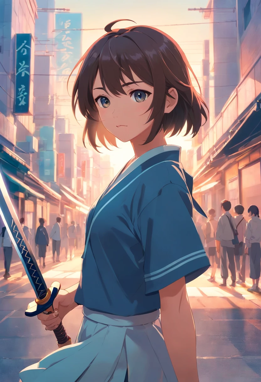 High school girl with Japan sword