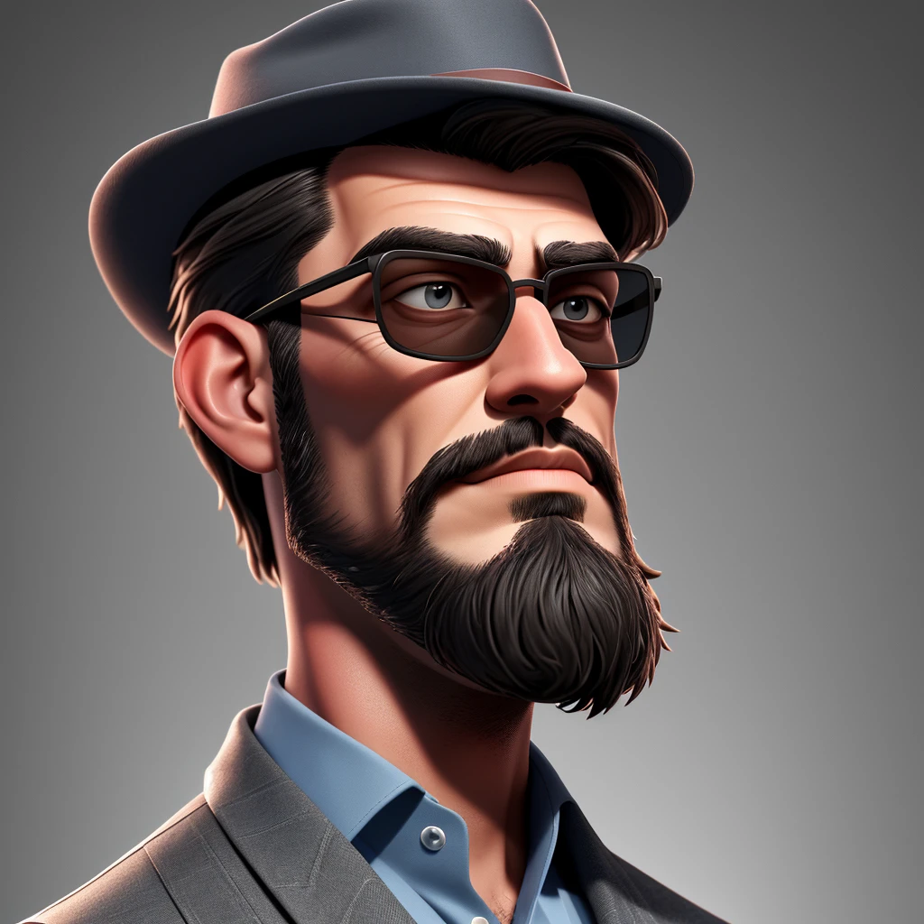 (highres,realistic) a latin man with a (extremely detailed) medium beard and (detailed, sharp) features, wearing a (stylish) hat and a (sleek, fitted) dark shirt. He is wearing (stylish, trendy) sunglasses, and his profile picture is taken with him (looking nice). He is also wearing a (classy, well-fitted) fedora, which adds to his (elegant, sophisticated) appearance. The image should be of the (best quality, 4k, high resolution) . The overall style should be (realistic, photorealistic) with (studio lighting) to emphasize the man's features.