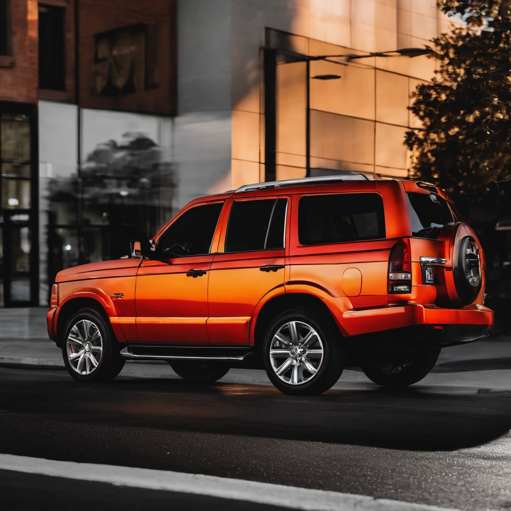 the sideview,,Contre-Jour,An SUV drove down the street