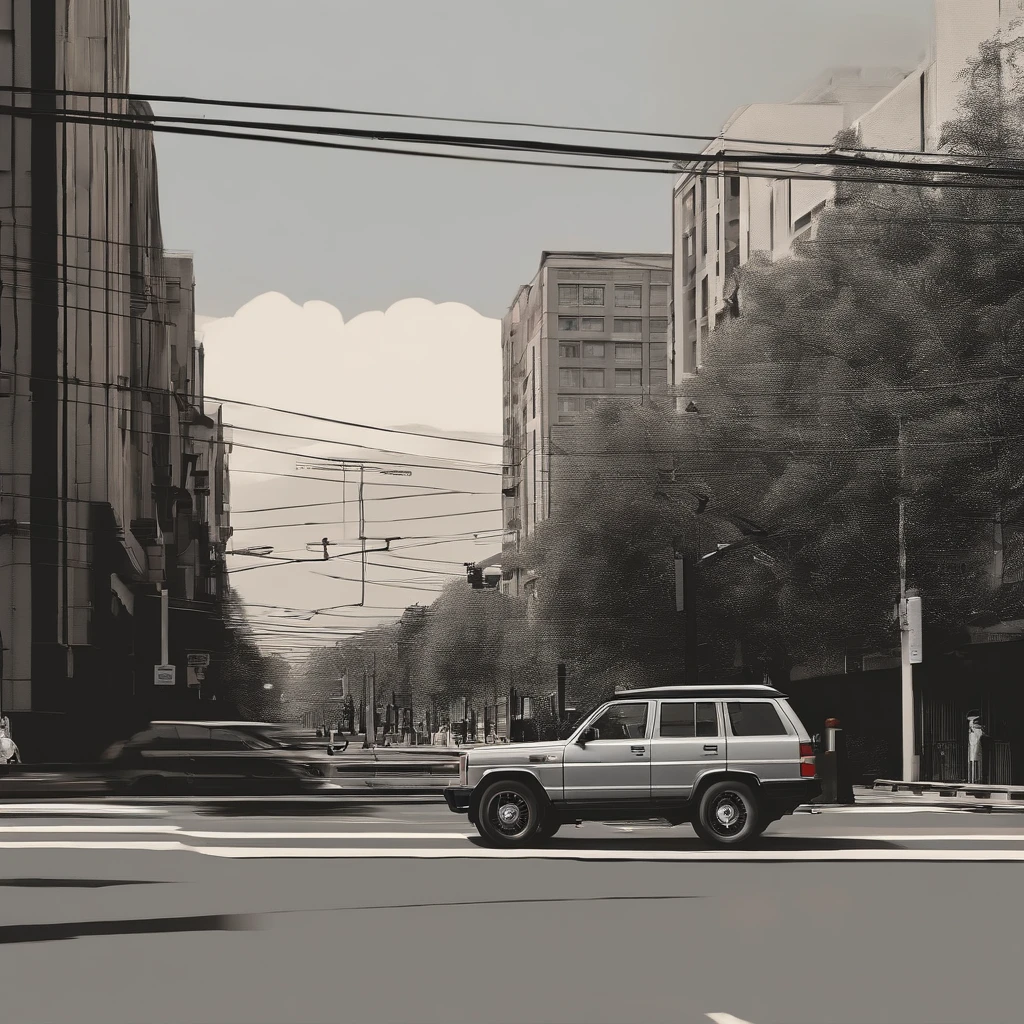 the sideview,the sideview,Chao yang,Contre-Jour,An SUV drove down the street,rapid