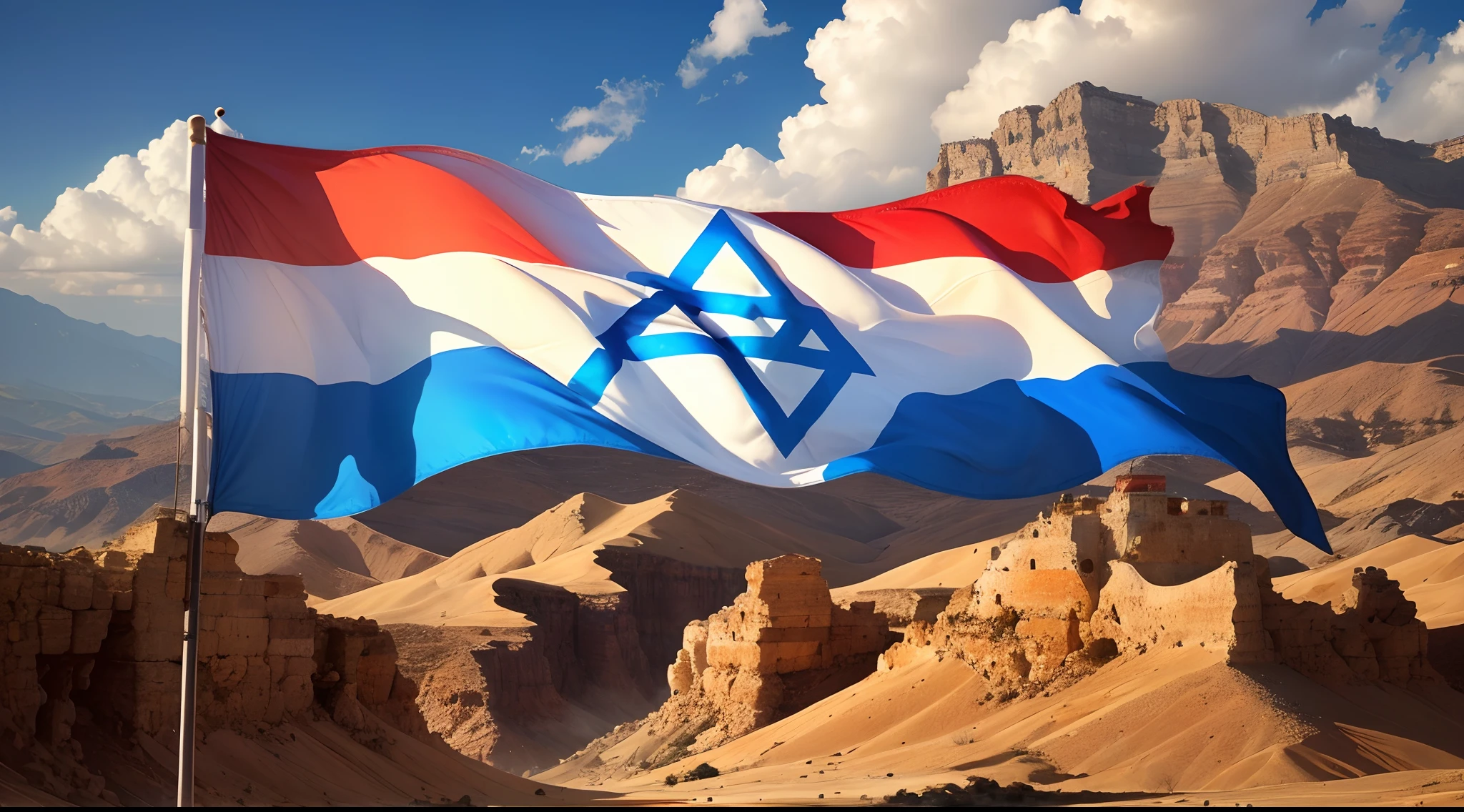 Israeli flag over the the state of israel