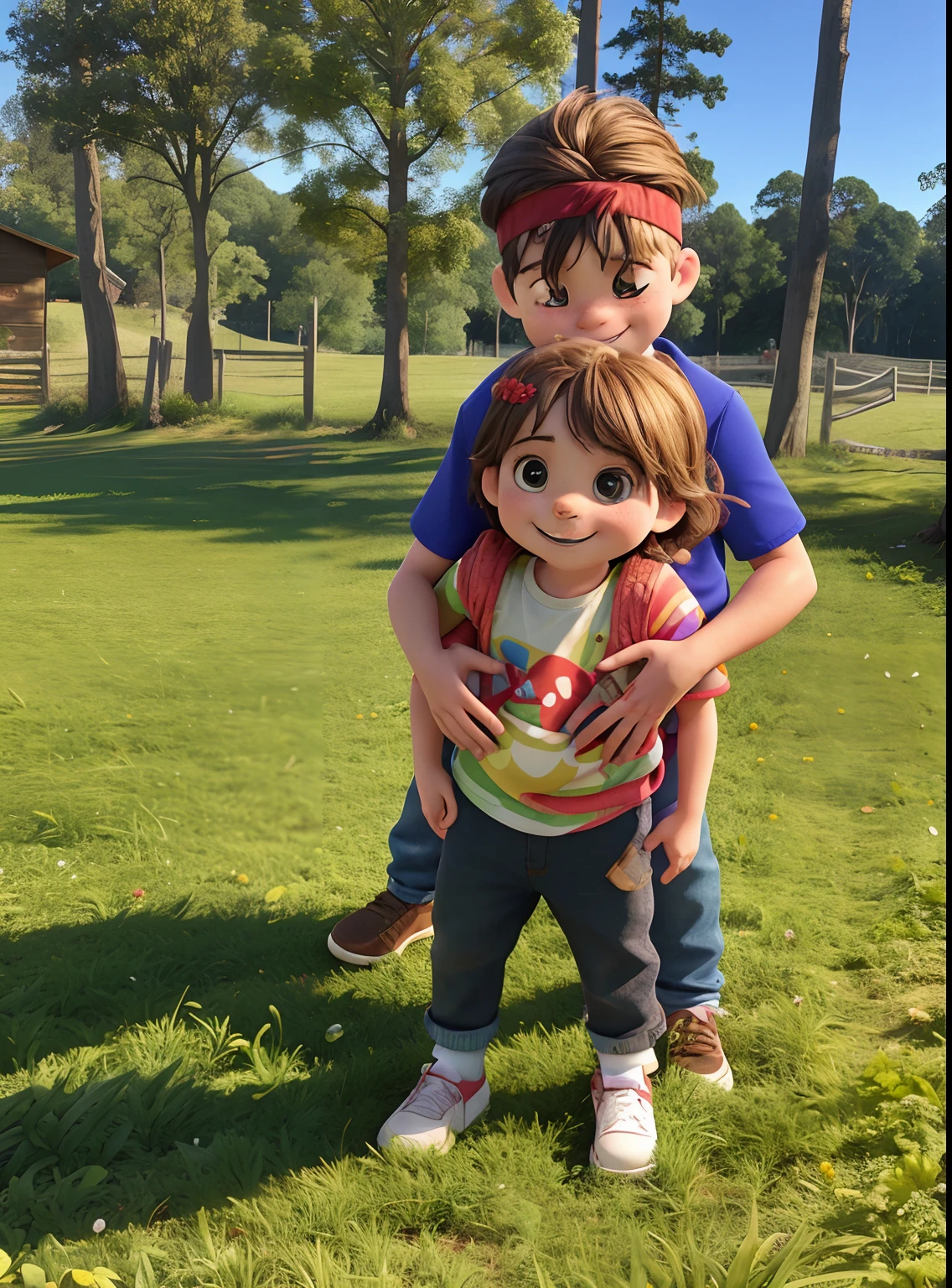 two children, um menino e uma menina