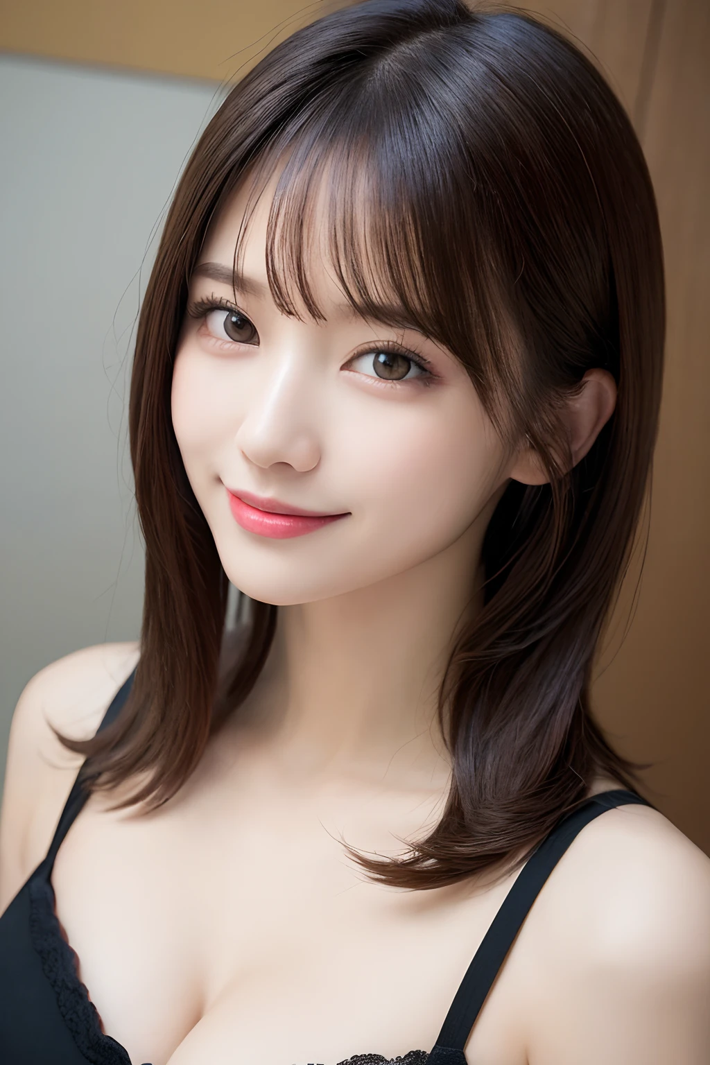masutepiece, Best Quality, Illustration, Ultra-detailed, finely detail, hight resolution, 8K Wallpaper, Perfect dynamic composition, Beautiful detailed eyes, doress,Medium Hair, ,large full breasts, Natural Color Lip, Random and sexy poses,Smile，TOKYOcty、20 years girl，Cute,full bodyesbian、