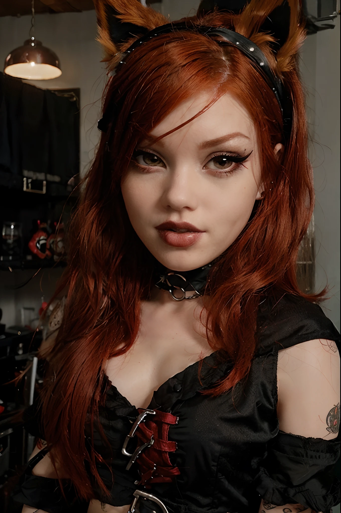 Ginger hair, red head, emo punk girl, goth girl, fox ears, punk princess, emo red head