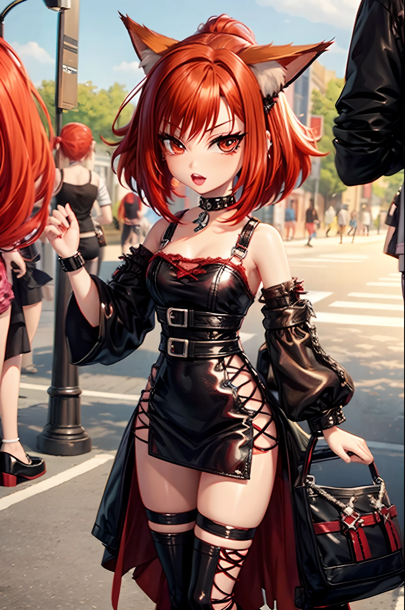 Ginger hair, red head, emo punk girl, goth girl, fox ears, punk princess, emo red head, bratz doll