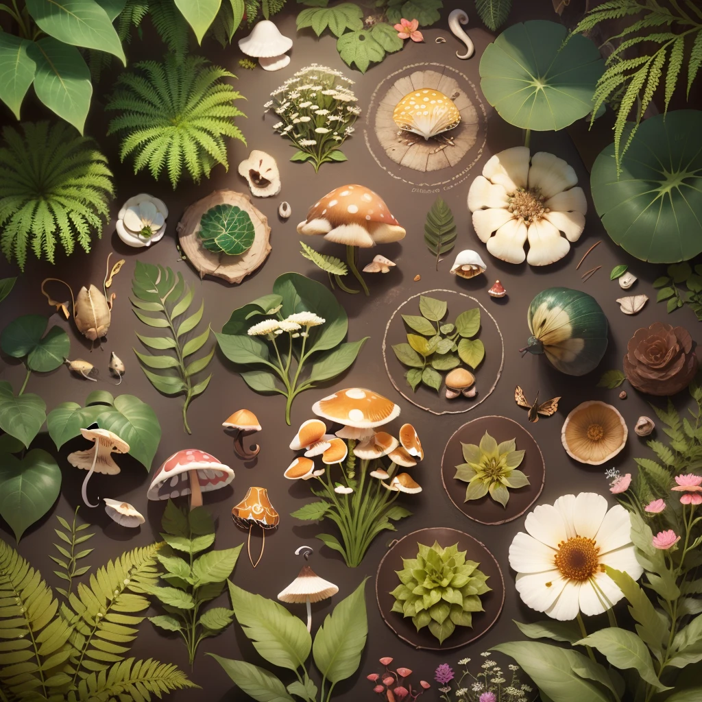 core,whimisical, pattern, ferns,moths, mushrooms,7000 pixels,neutralcolors --auto --s2
