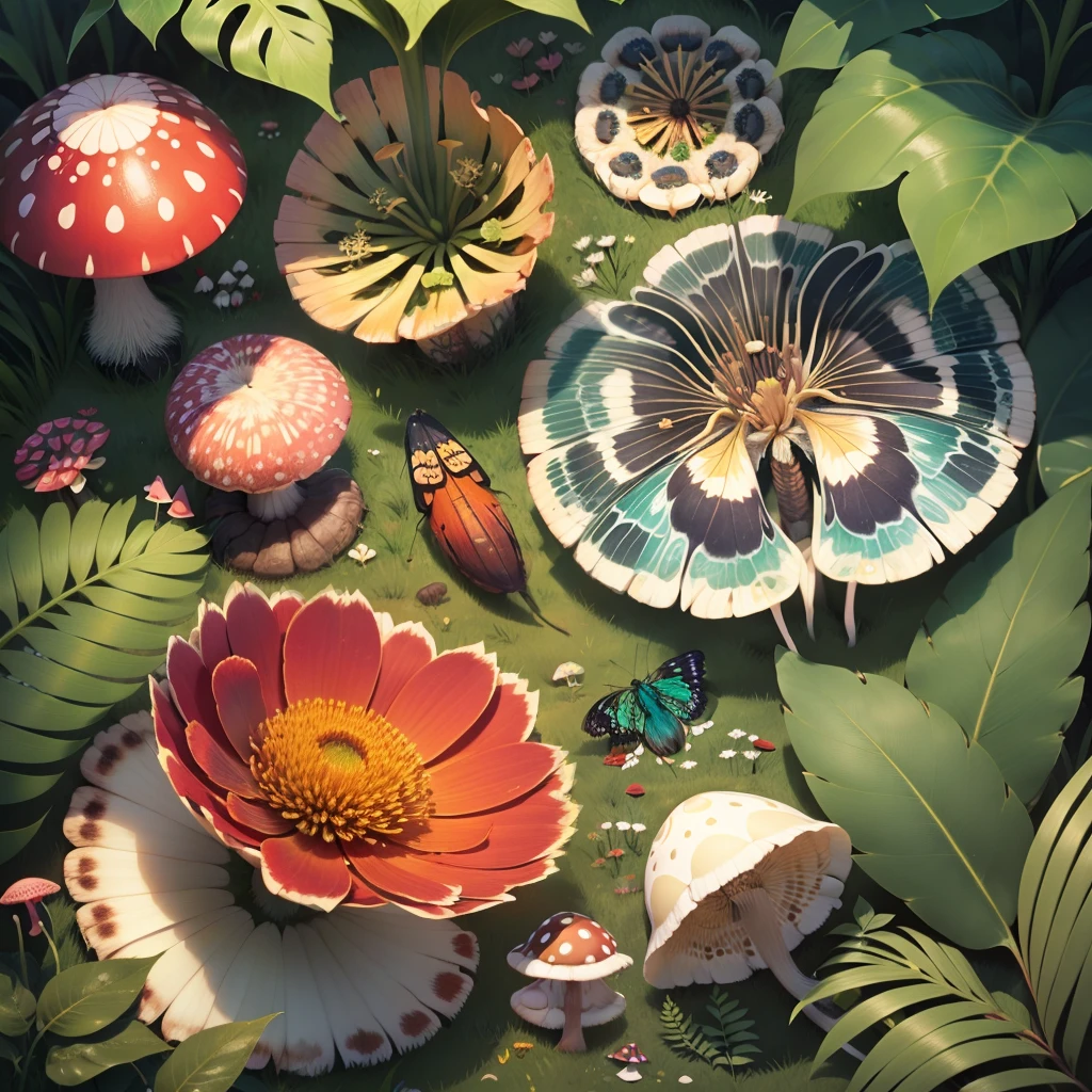 core,whimisical, pattern, ferns,moths, mushrooms,7000 pixels,neutralcolors --auto --s2