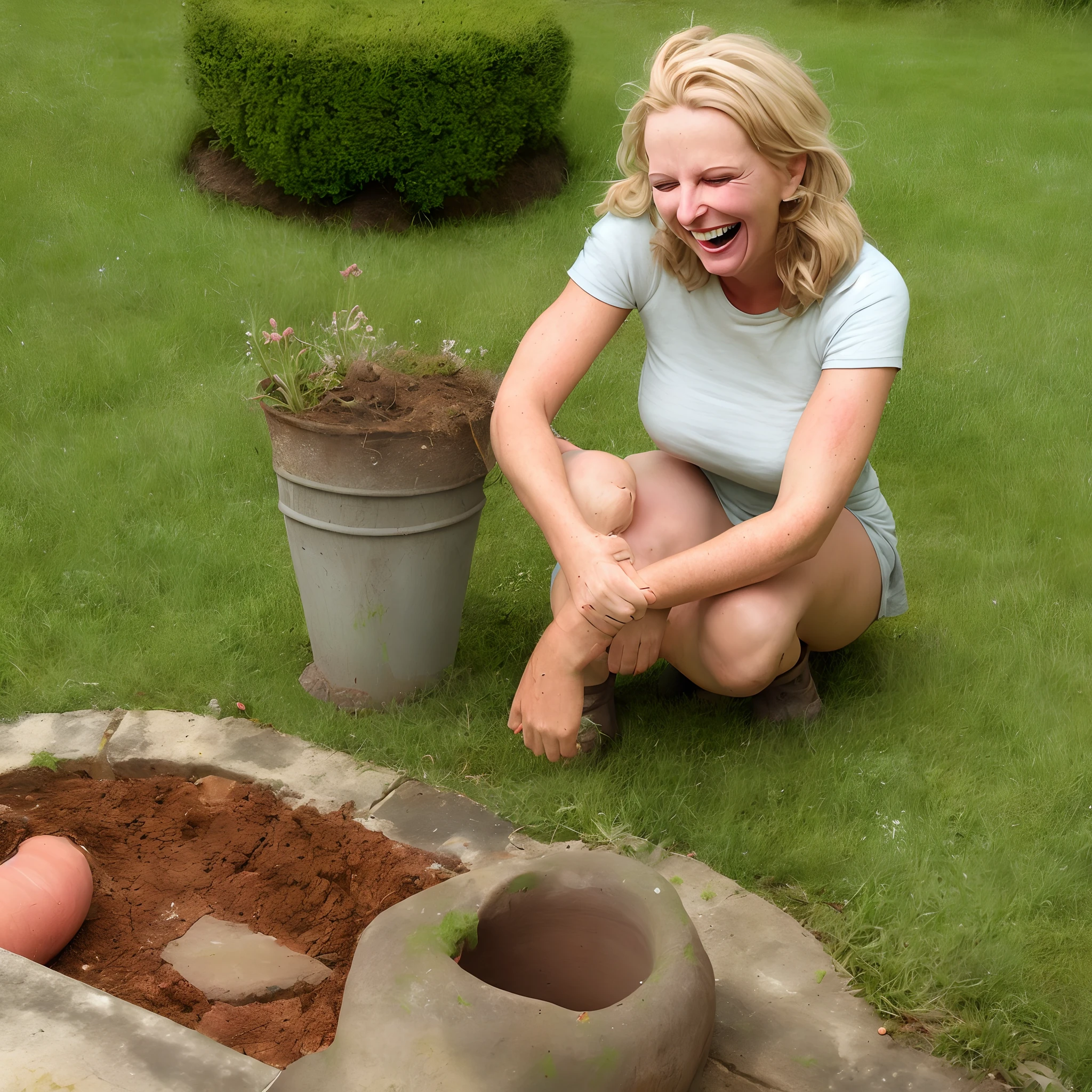 Laughing her poor potted guts all over the lawn