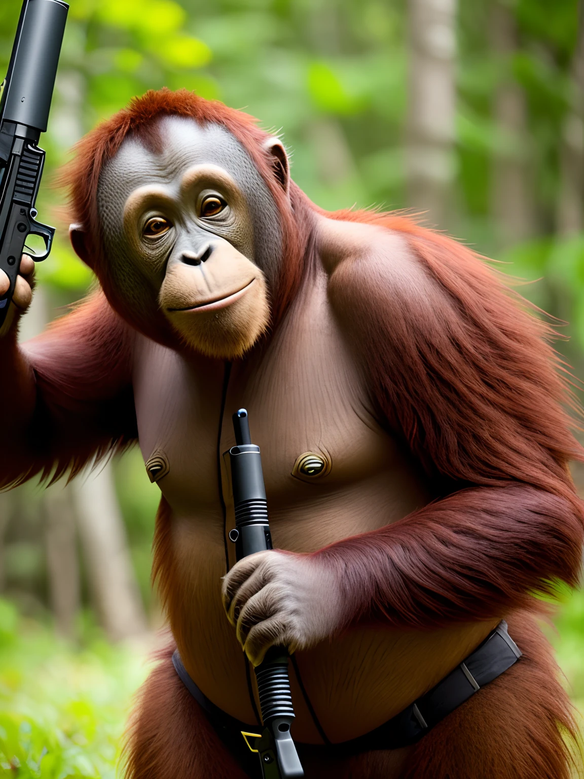 Tactical orangutan with ak47