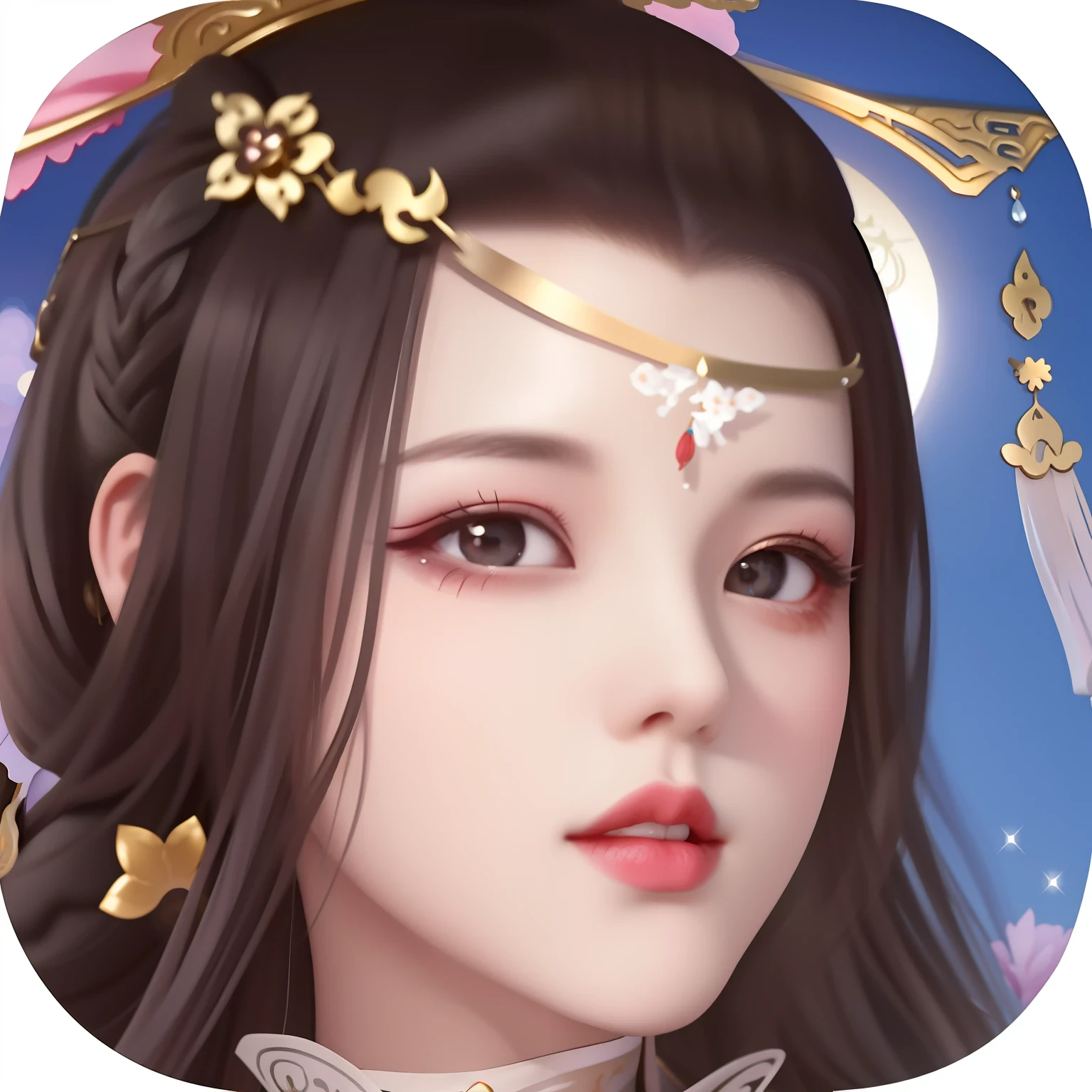 Close-up of a Chinese Xianxia woman, a beautiful fantasy empress, xianxia fantasy, xianxia hero, Chinese fantasy, inspired by Li Mei-shu, Palace , A girl in Hanfu, Princesa chinesa antiga, inspired by Park Hua, China Princess, inspired by Du Qiong, Inspired by Lan Ying,smile, close-up, reflection light, sparkle, UHD, retina, masterpiece, textured skin, highres, best quality, award winning, 16k, 8k, ccurate